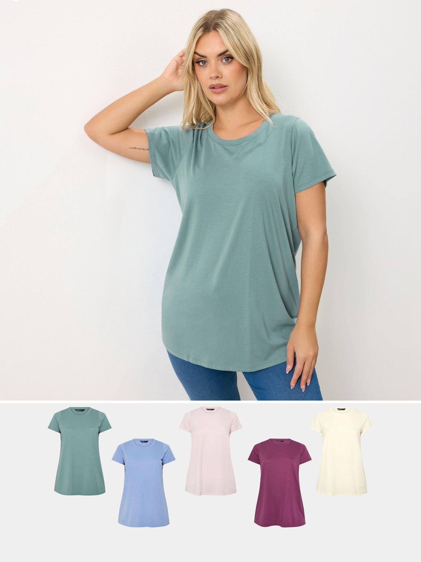 Yours Curve 5 Pack Short Sleeve Core T-shirts