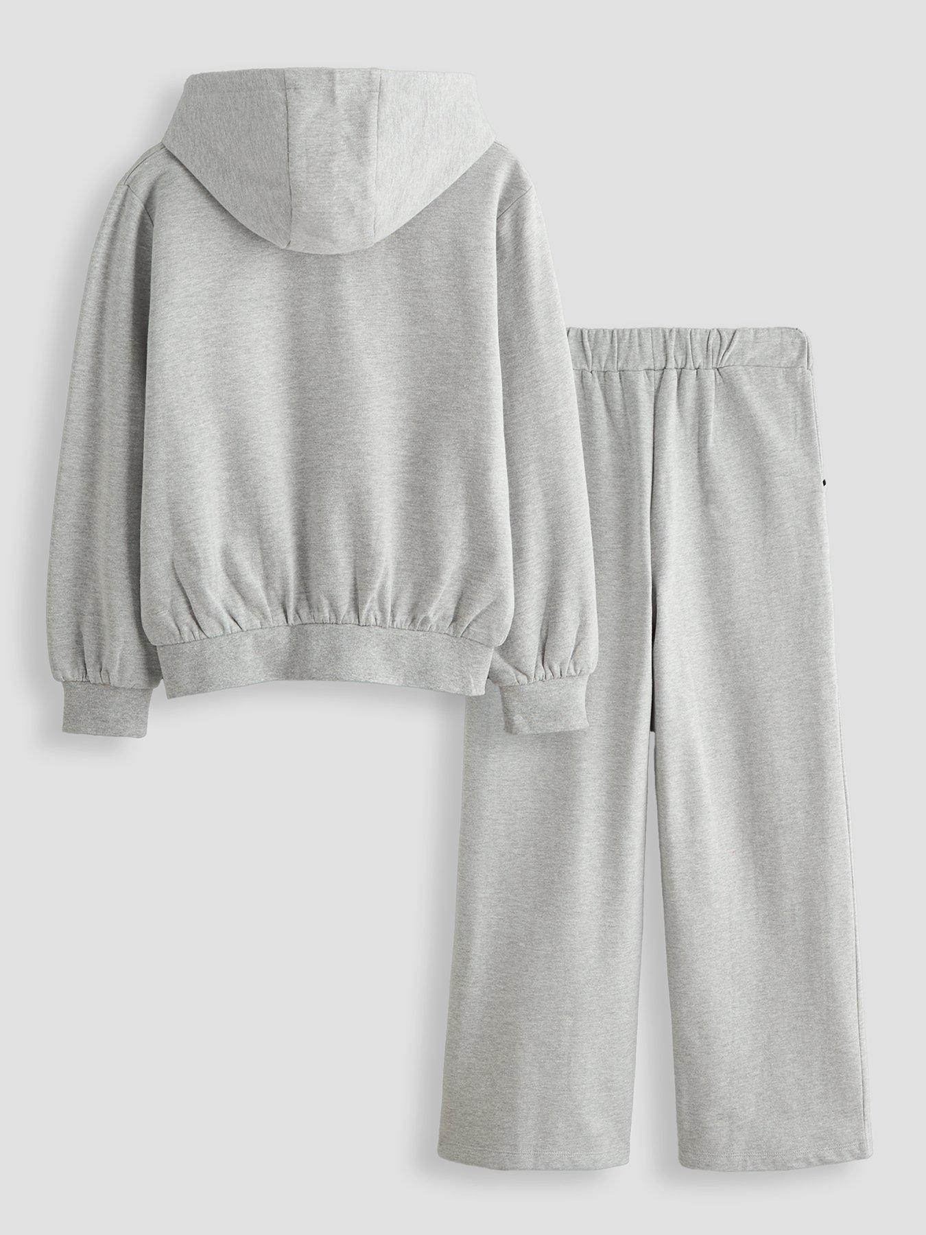 Image 2 of 4 of The Very Collection Girls Lace Trim Zip Up Hoody And Jogger Outfit (3 - 16 years) - Grey