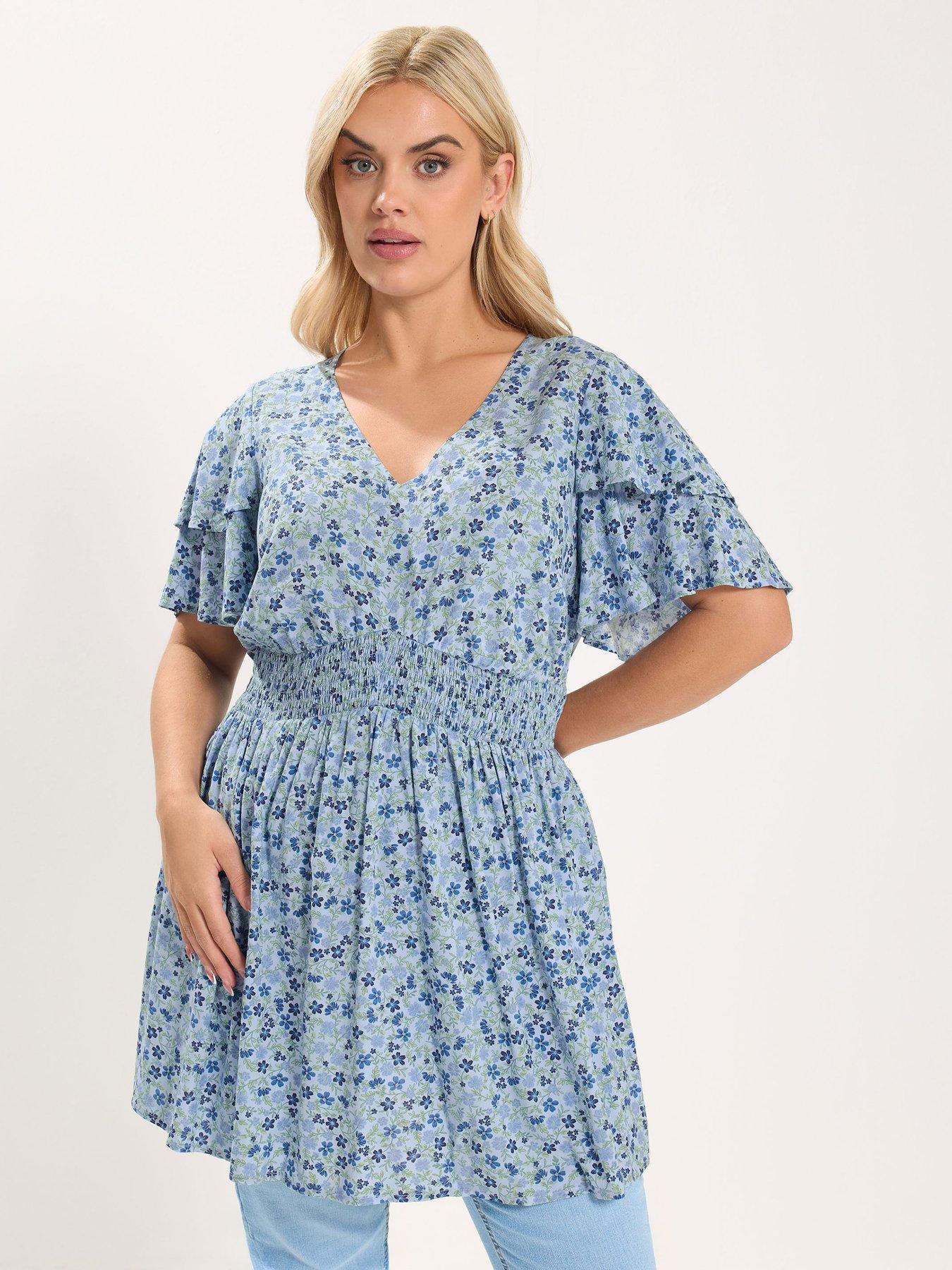 yours-curve-ditsy-flutter-sleeve-top