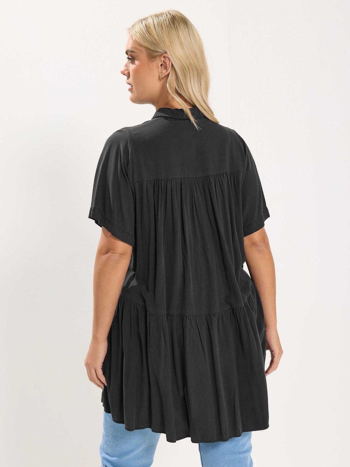 Image 2 of 5 of Yours Curve Tiered Smock Chambray Shirt