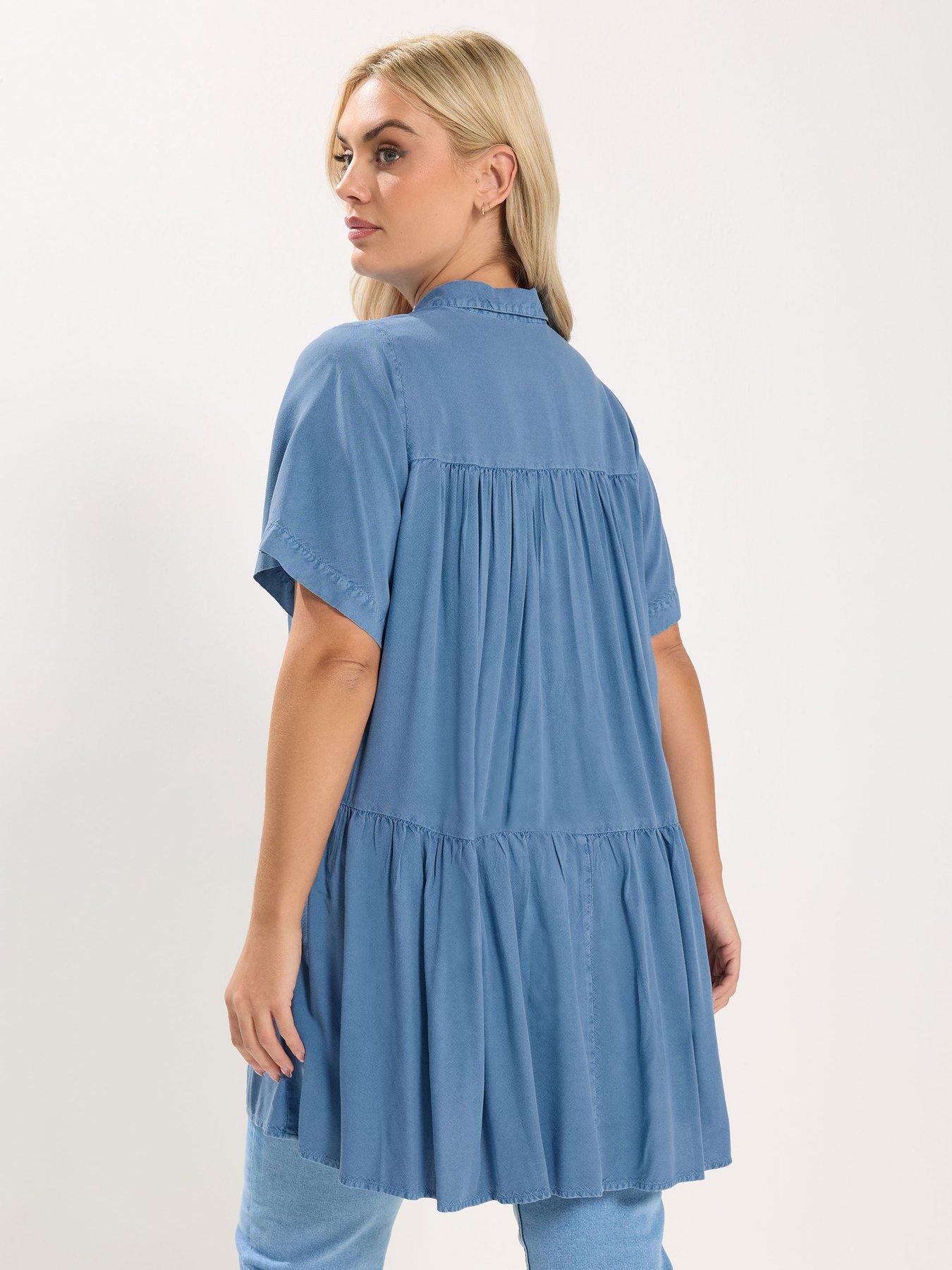 yours-curve-tiered-smock-chambray-shirtstillFront
