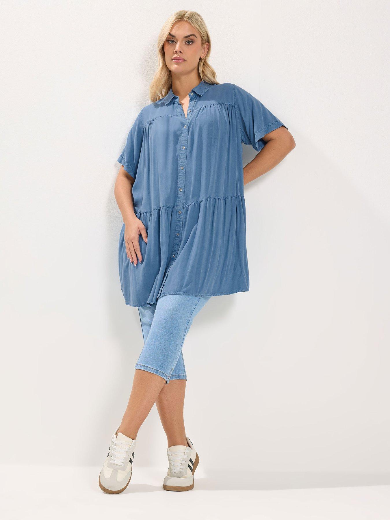 yours-curve-tiered-smock-chambray-shirtback