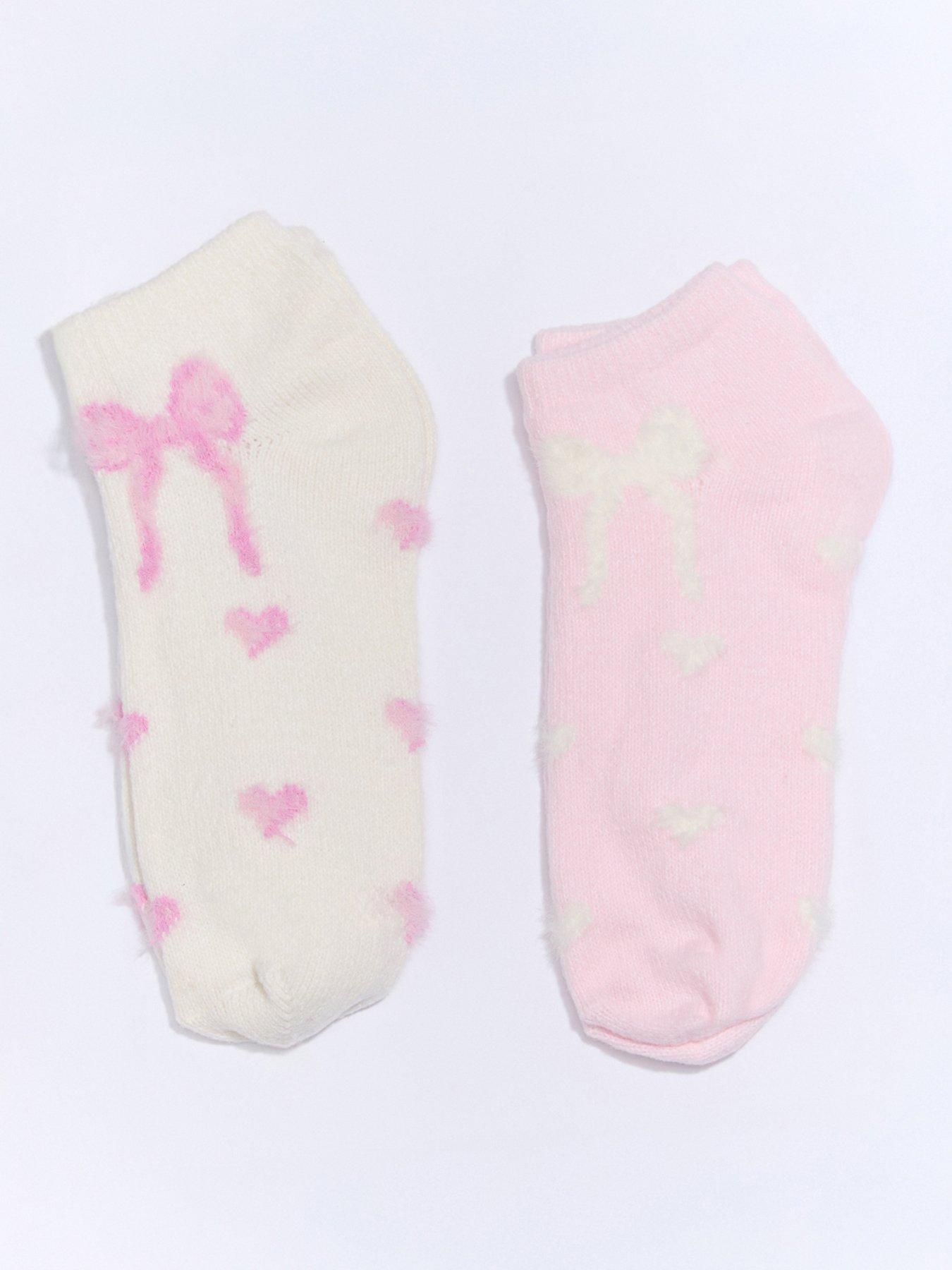 boux-avenue-bow-2-pack-trainer-socks-pink