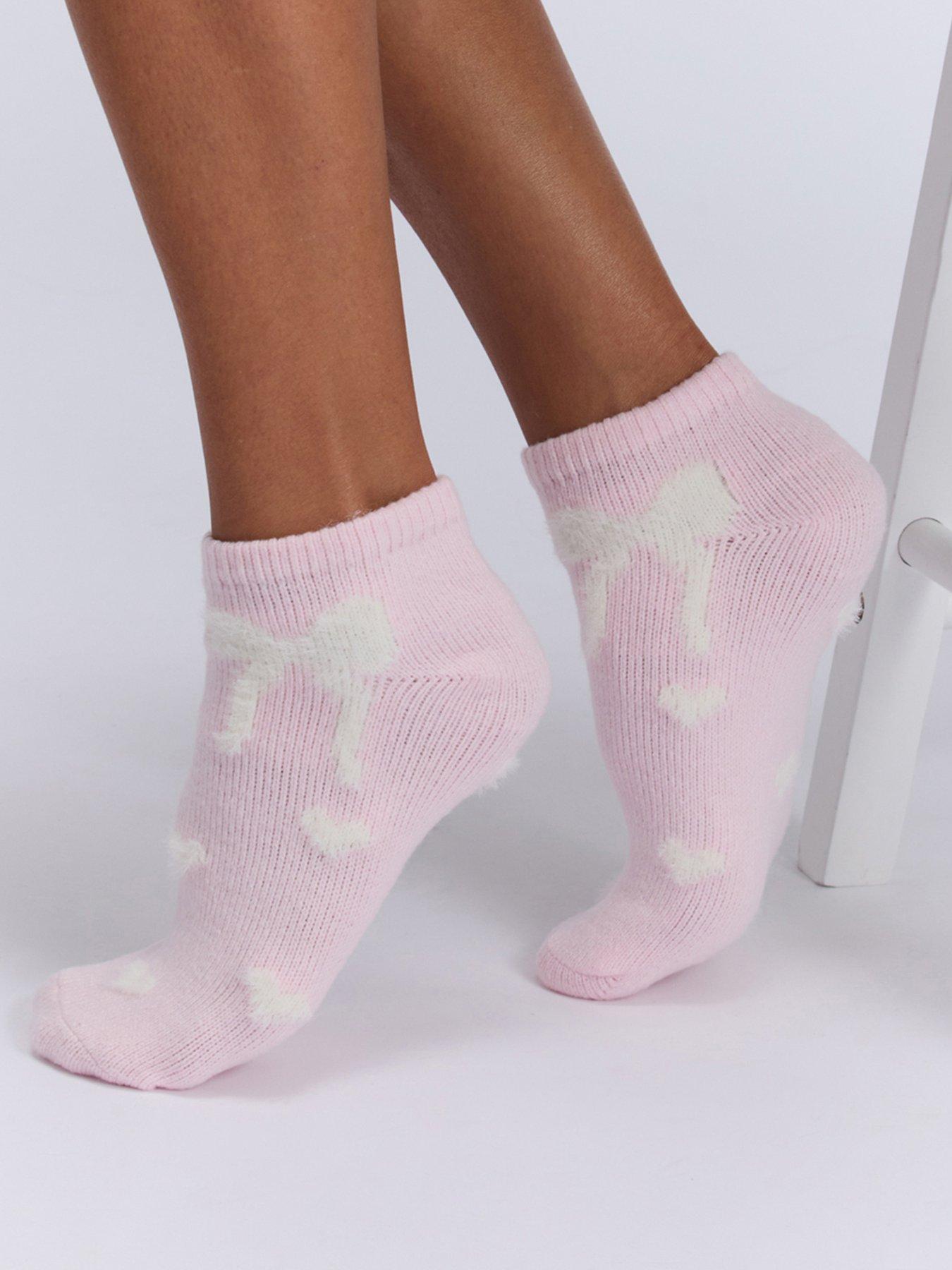 Image 2 of 5 of Boux Avenue Bow 2 Pack Trainer Socks - Pink
