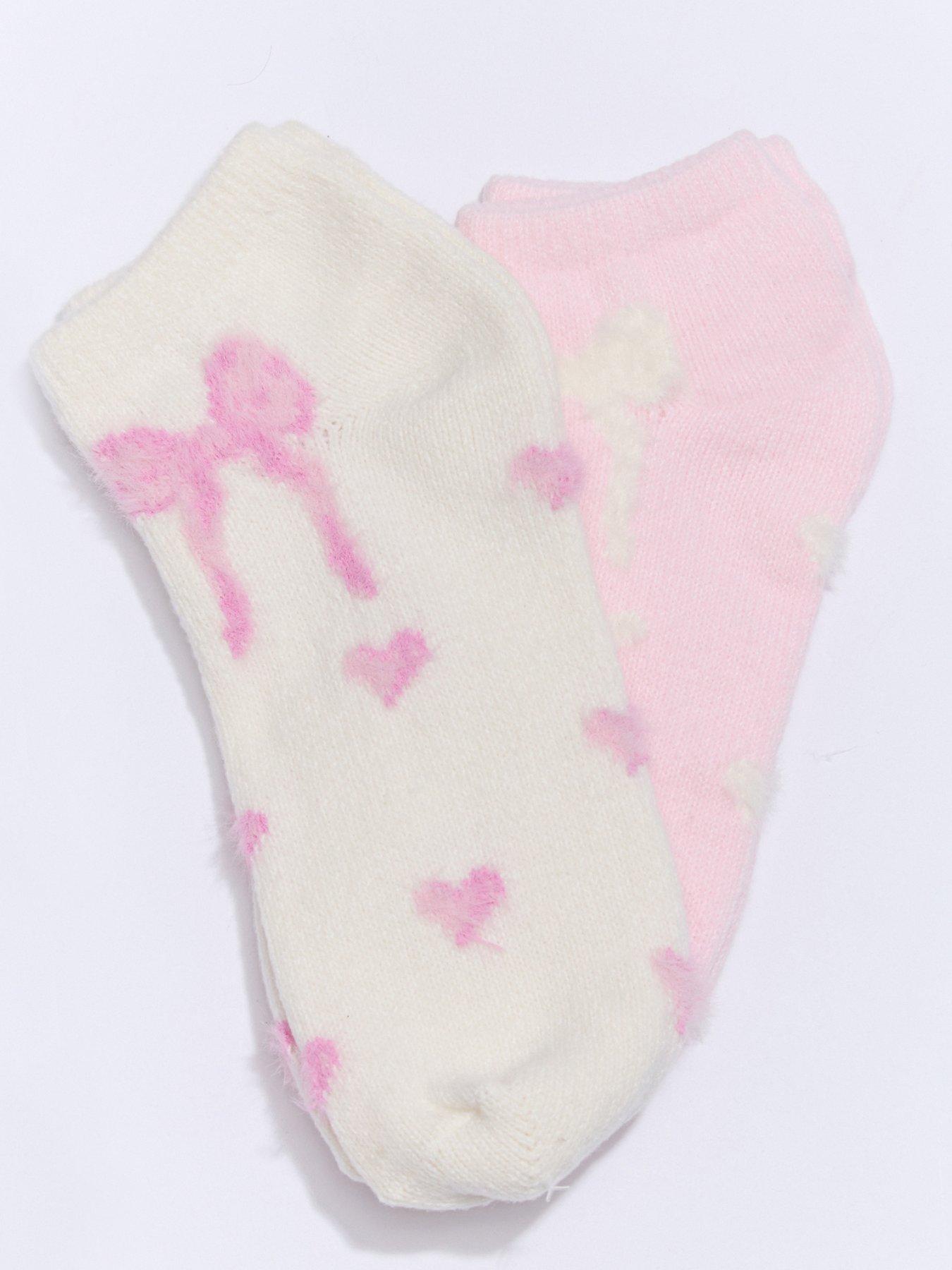 Image 4 of 5 of Boux Avenue Bow 2 Pack Trainer Socks - Pink