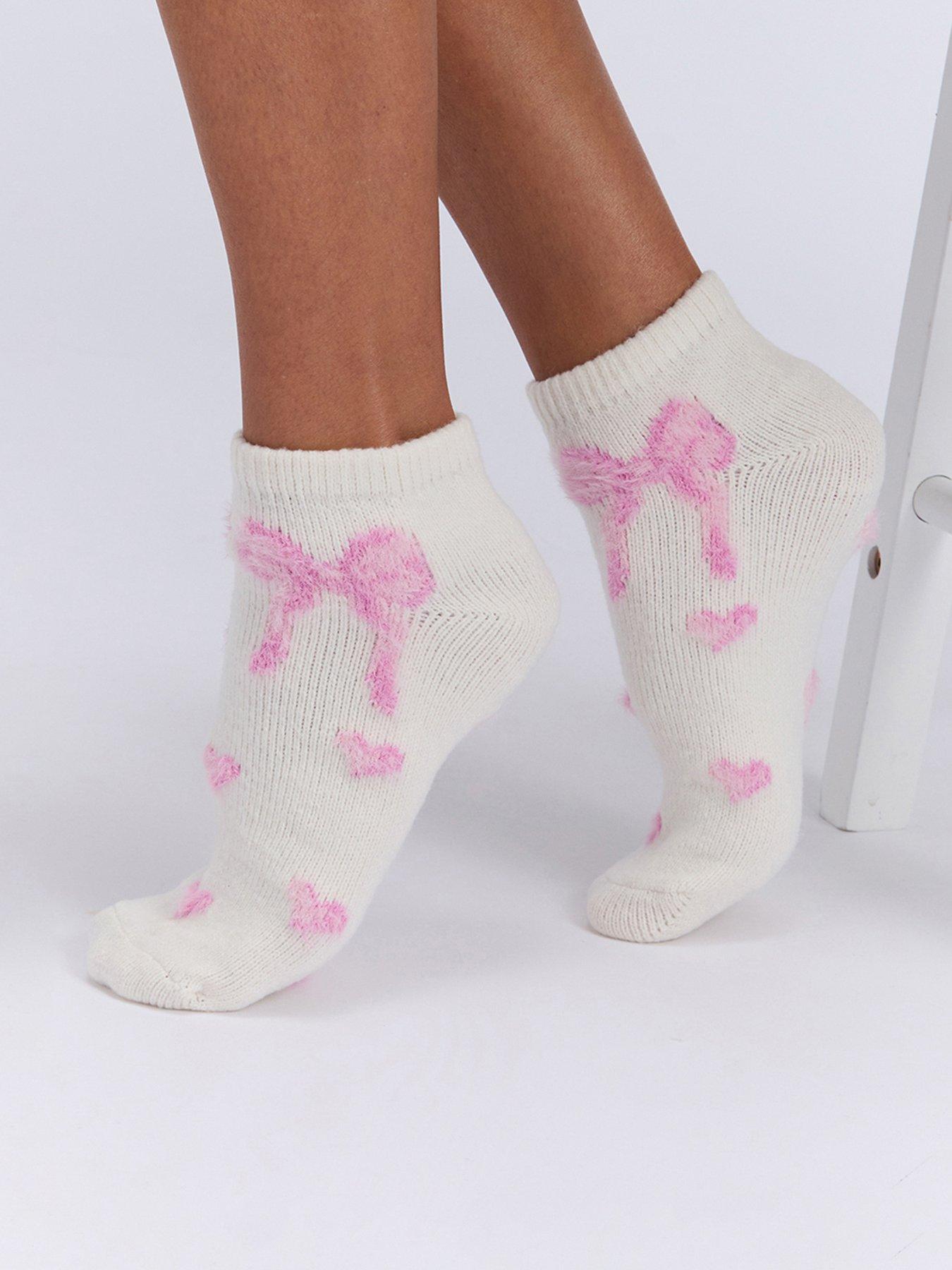 Image 5 of 5 of Boux Avenue Bow 2 Pack Trainer Socks - Pink
