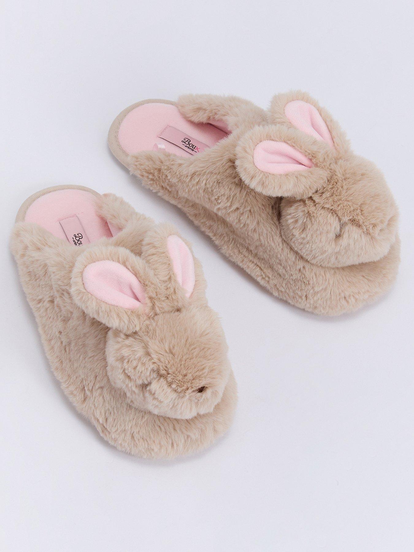Image 2 of 5 of Boux Avenue Plush Bunny Mule Slippers - Beige