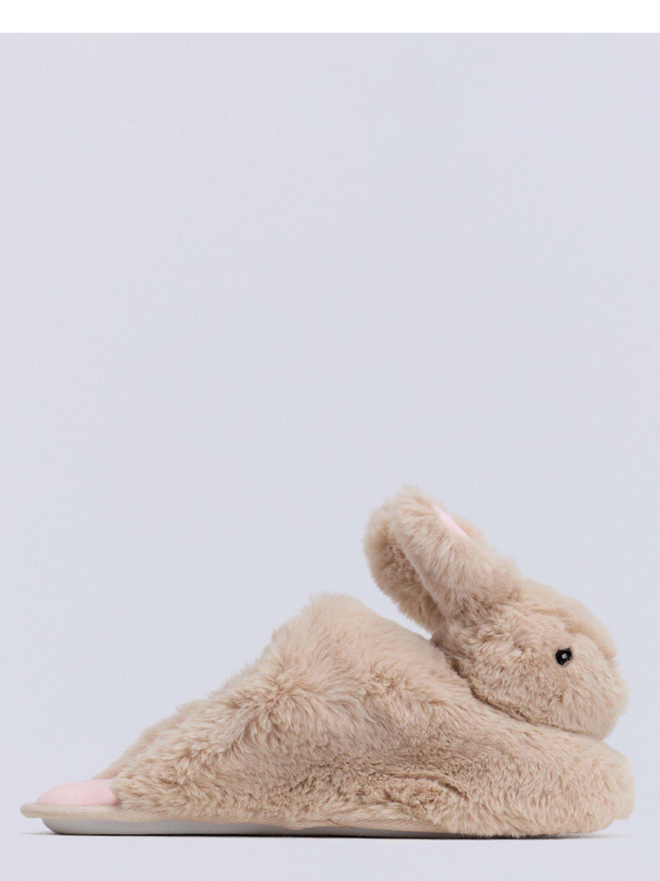 Image 3 of 5 of Boux Avenue Plush Bunny Mule Slippers - Beige