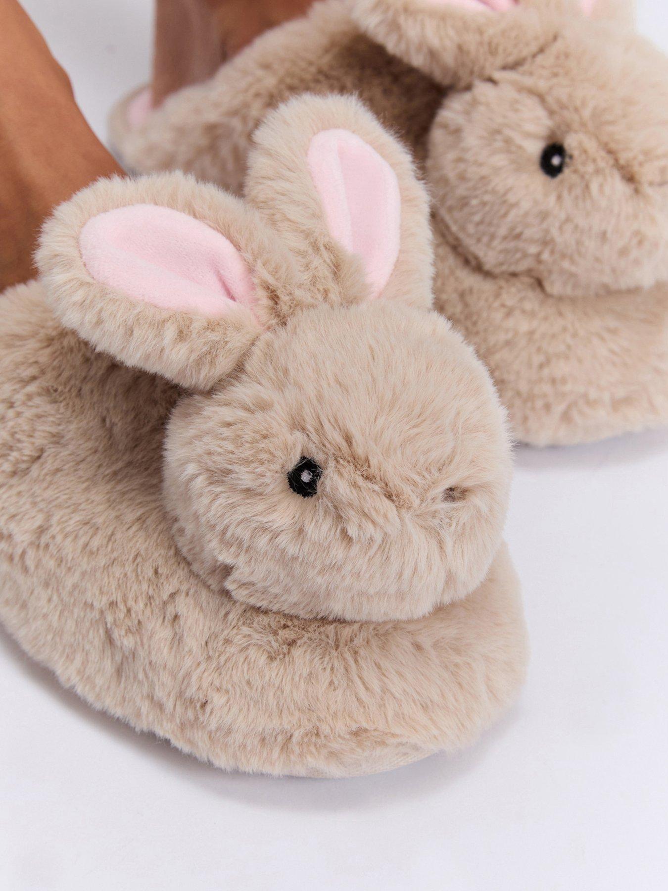 Image 4 of 5 of Boux Avenue Plush Bunny Mule Slippers - Beige