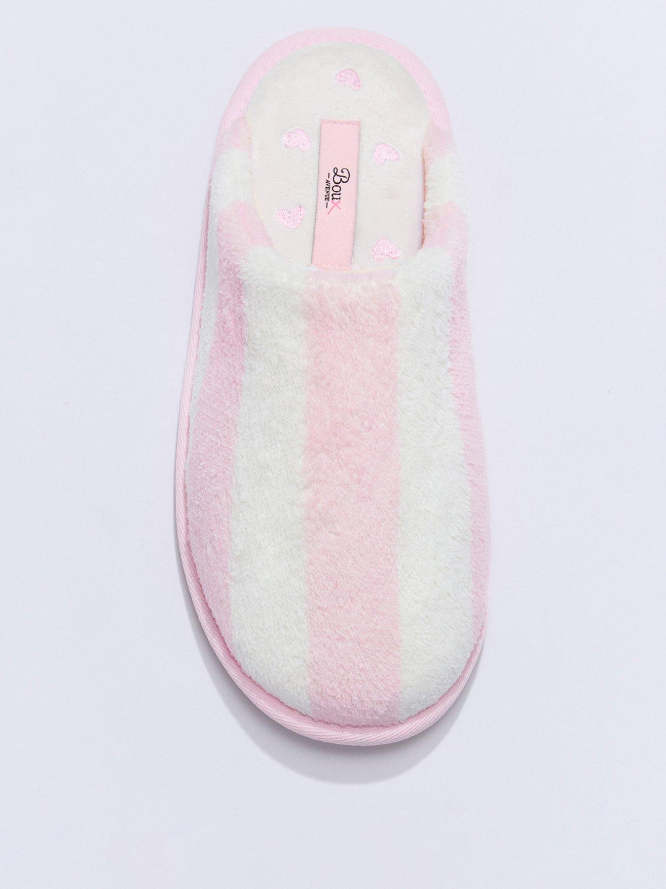 boux-avenue-heart-embroidered-sole-mule-slippers-pink-stripe