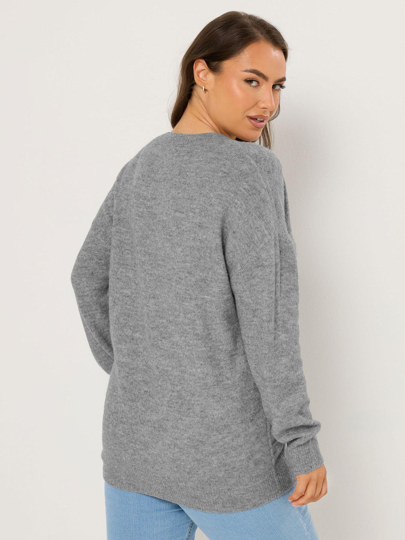 yours-curve-v-neck-soft-touch-jumper-greystillFront