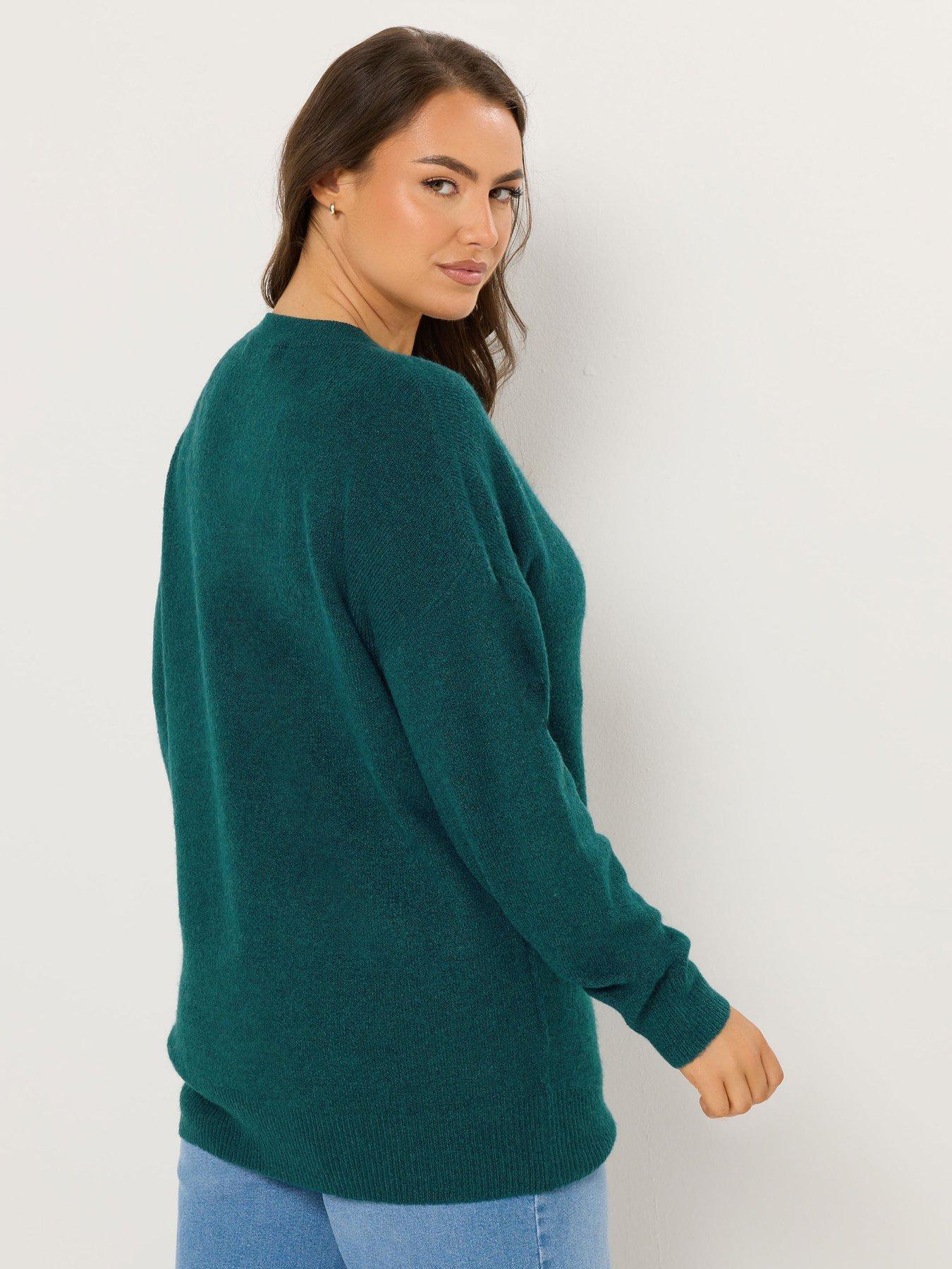 yours-curve-v-neck-soft-touch-jumper-greenstillFront