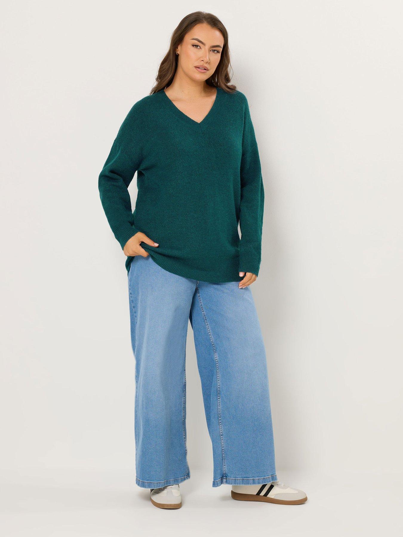 yours-curve-v-neck-soft-touch-jumper-greenback