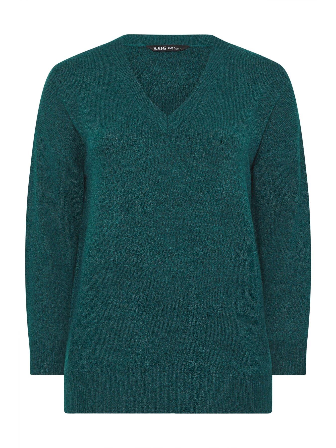 yours-curve-v-neck-soft-touch-jumper-greendetail