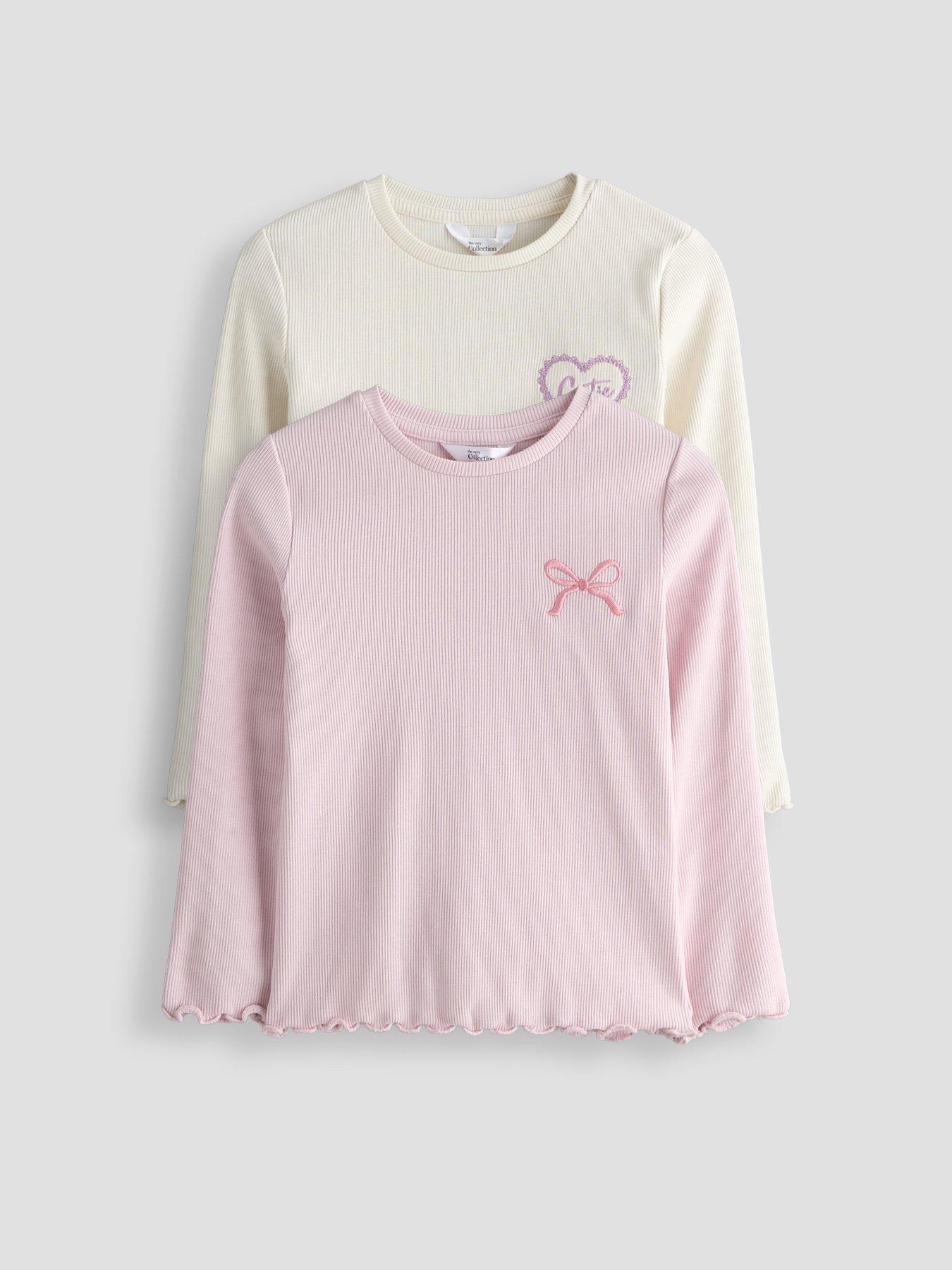 Image 1 of 5 of The Very Collection Girls Rib Long Sleeve Basic T-shirts - Multi