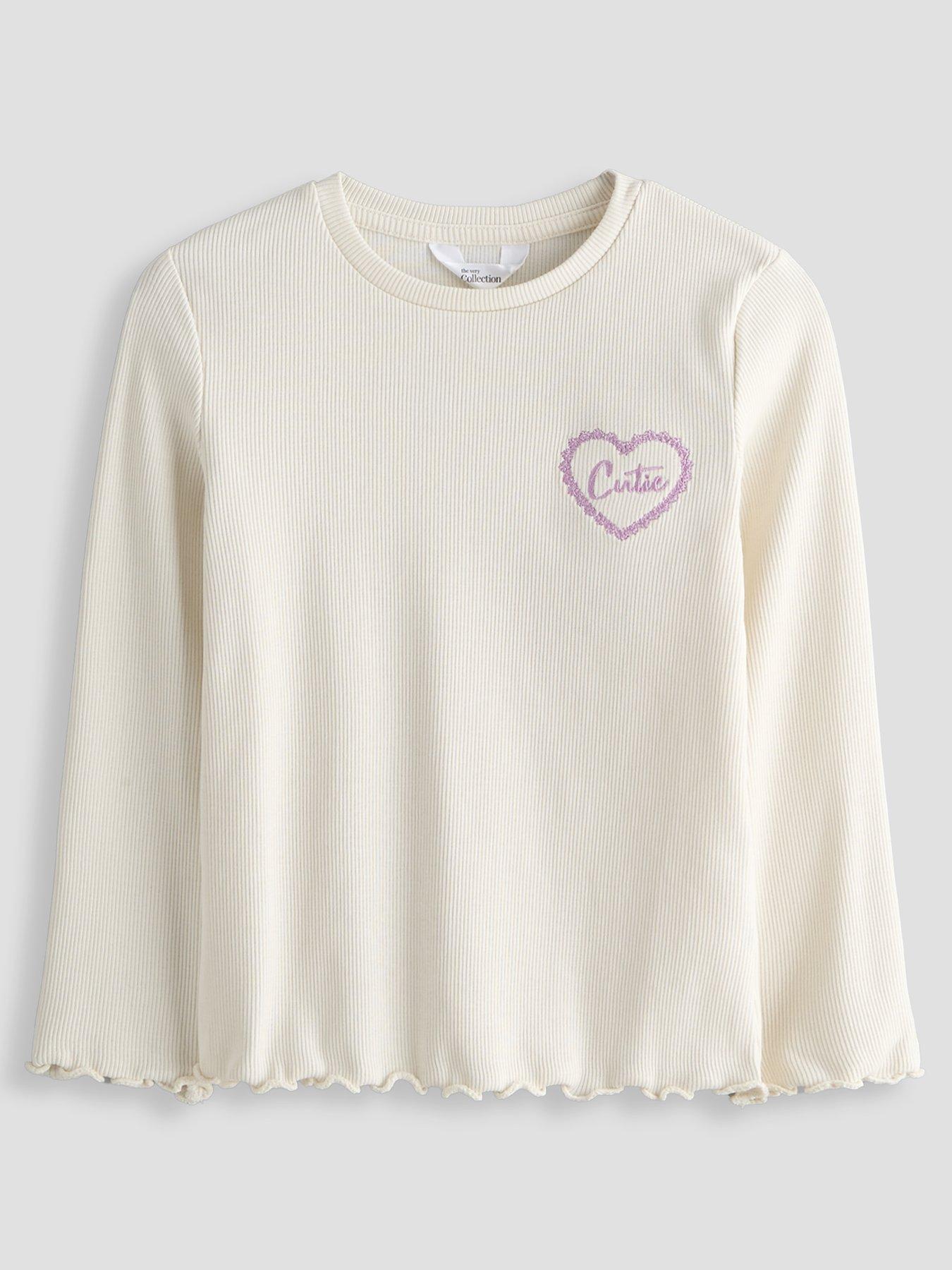 Image 2 of 5 of The Very Collection Girls Rib Long Sleeve Basic T-shirts - Multi