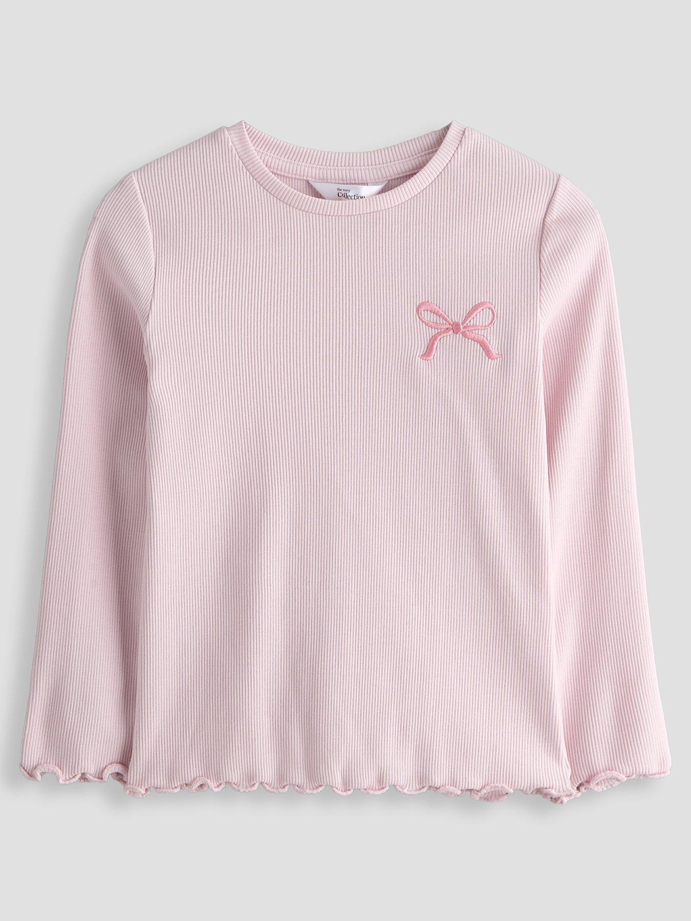 Image 3 of 5 of The Very Collection Girls Rib Long Sleeve Basic T-shirts - Multi