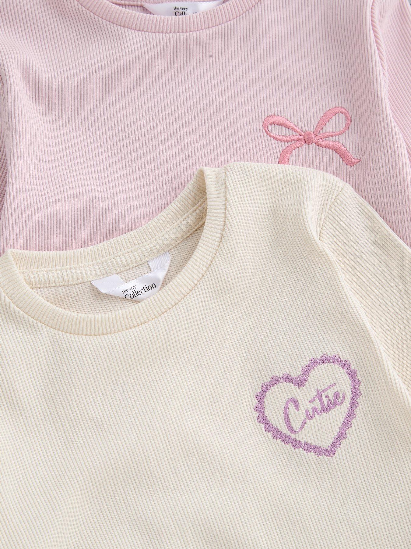 Image 5 of 5 of The Very Collection Girls Rib Long Sleeve Basic T-shirts - Multi
