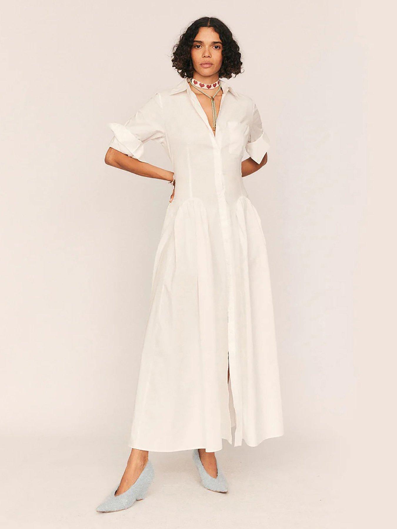 Image 1 of 3 of Summery Godet Maxi Shirt Dress