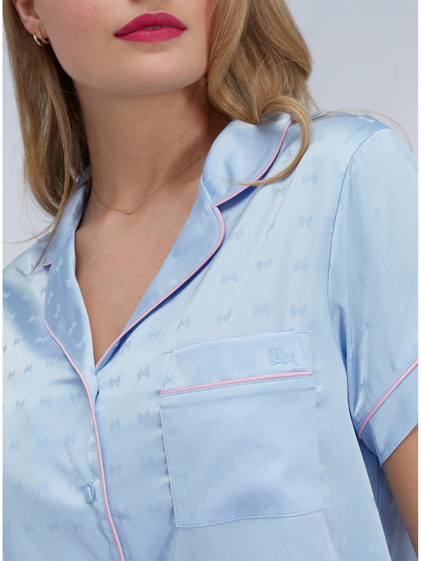 boux-avenue-bow-satin-short-pyjama-set-bluedetail