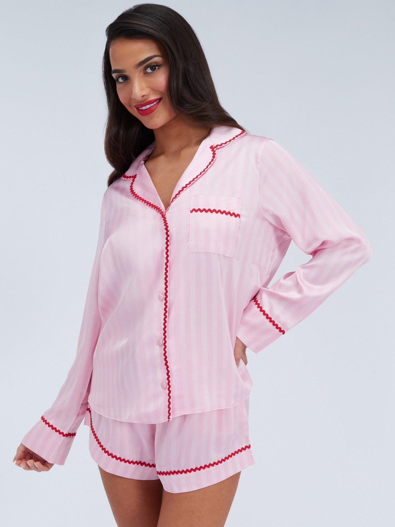 boux-avenue-stripe-satin-short-pyjama-set-pinkfront