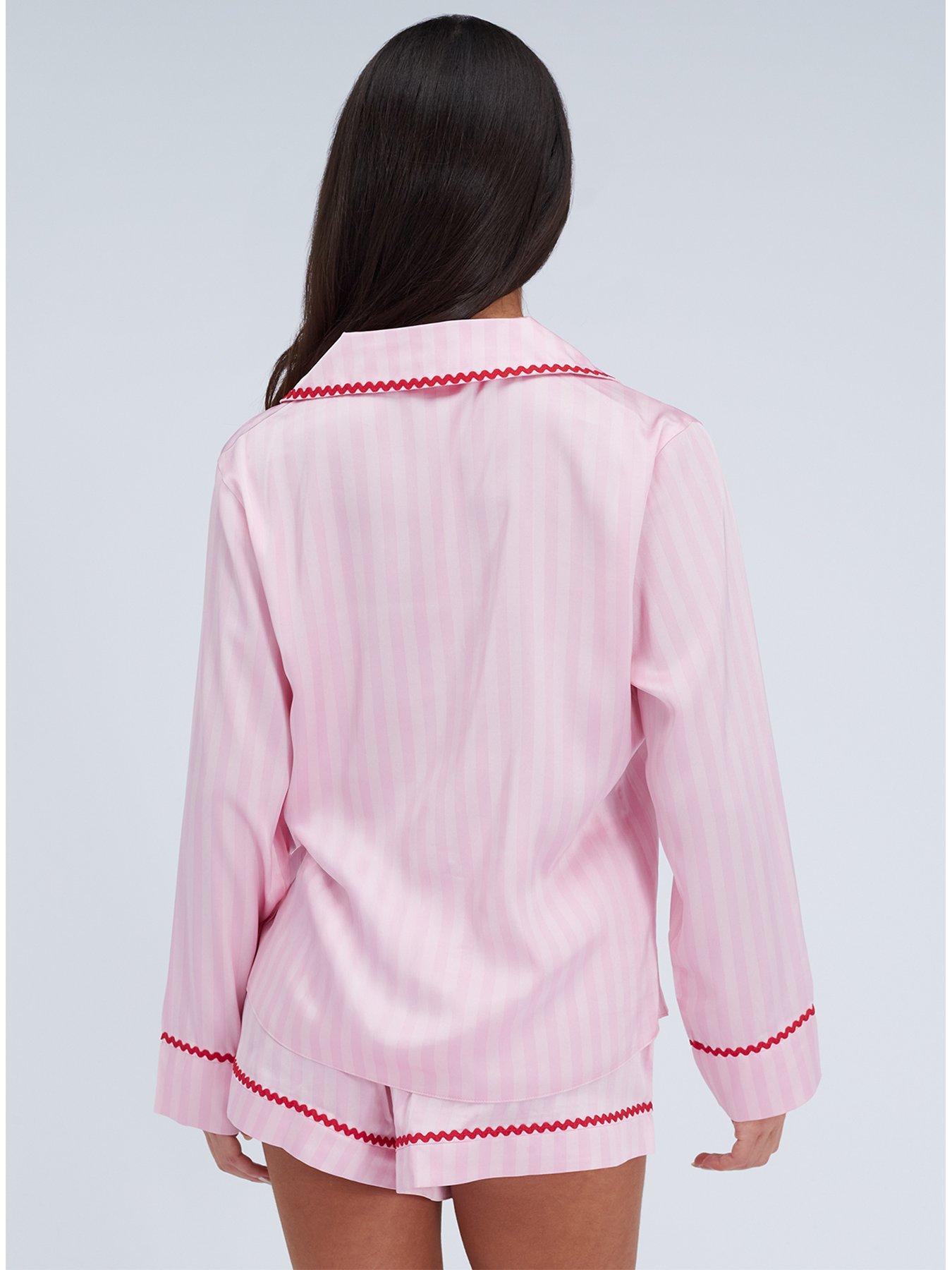 boux-avenue-stripe-satin-short-pyjama-set-pinkstillFront