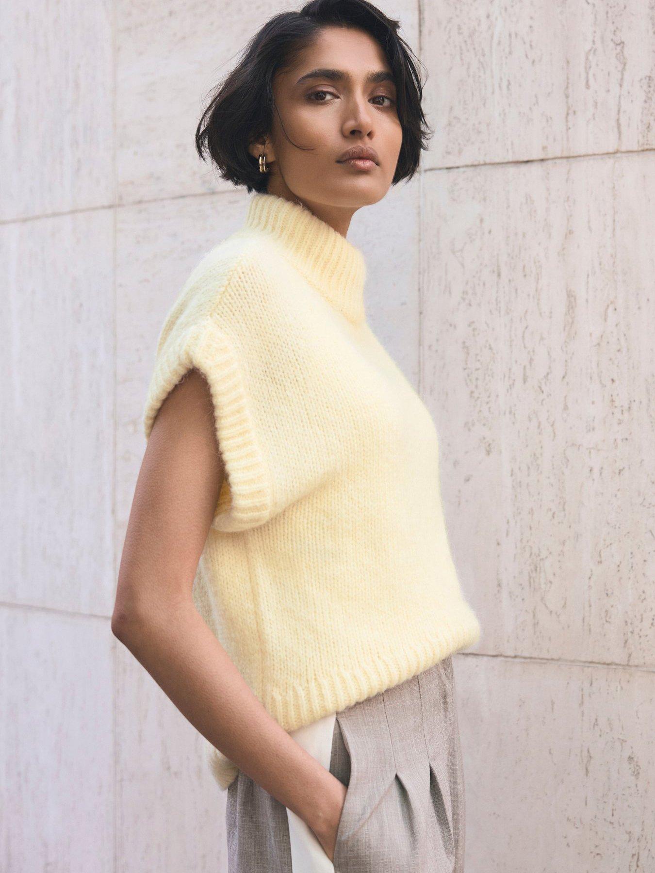 Image 1 of 4 of Mint Velvet Yellow Wool Blend Knit Top