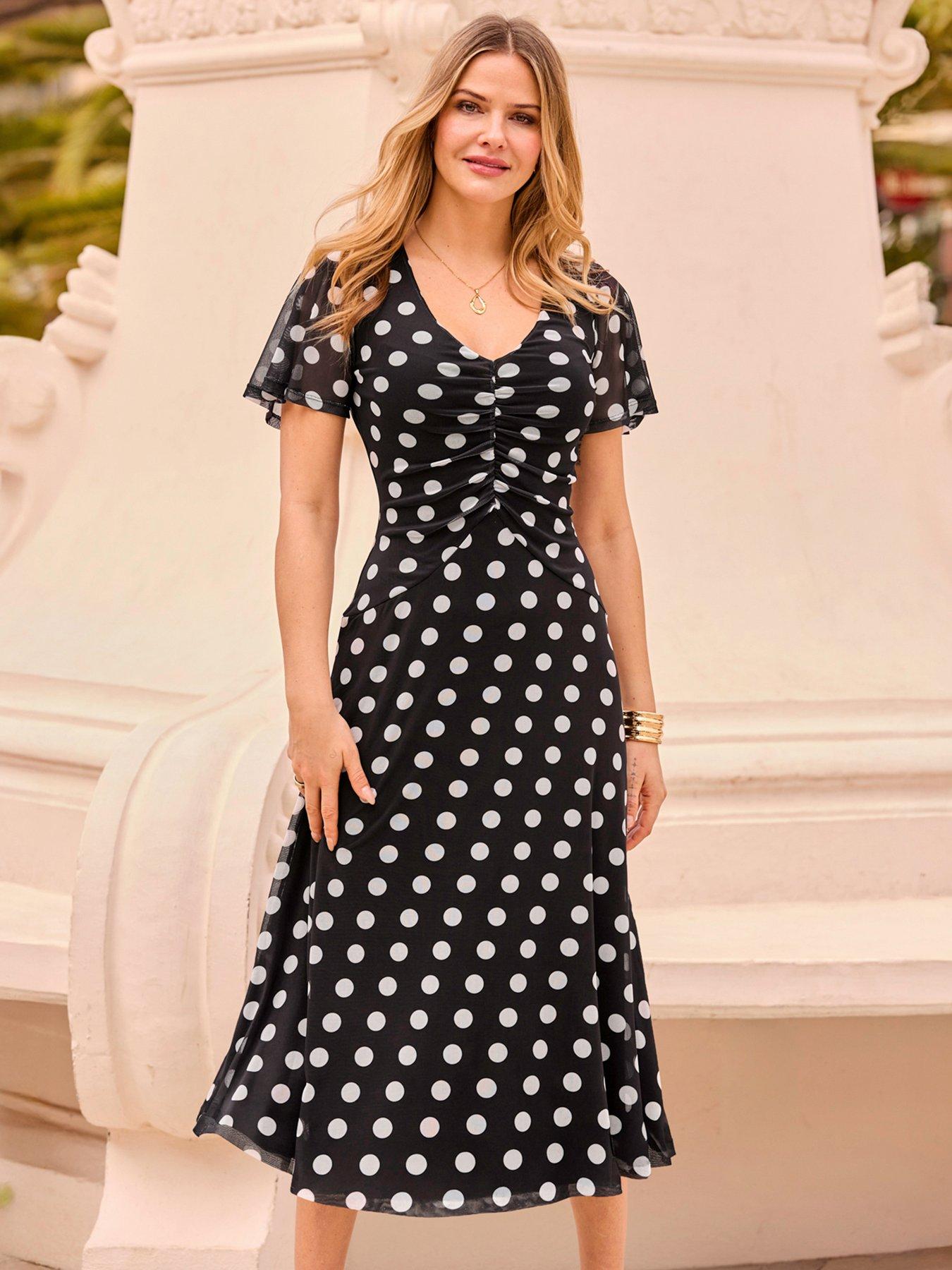Image 3 of 5 of Sosandar Ruched Front Mesh Fit And Flare Dress - Multi