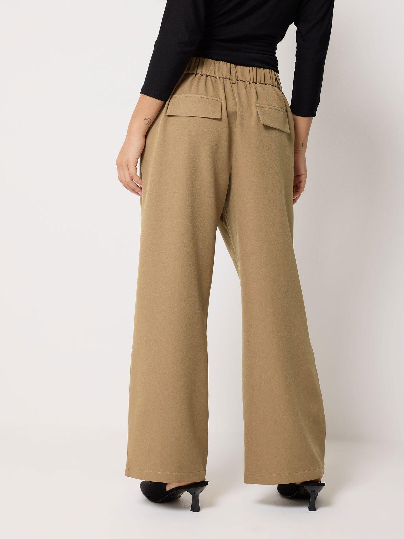 Image 2 of 5 of PixieGirl Petite Wide Leg Trousers - Beige