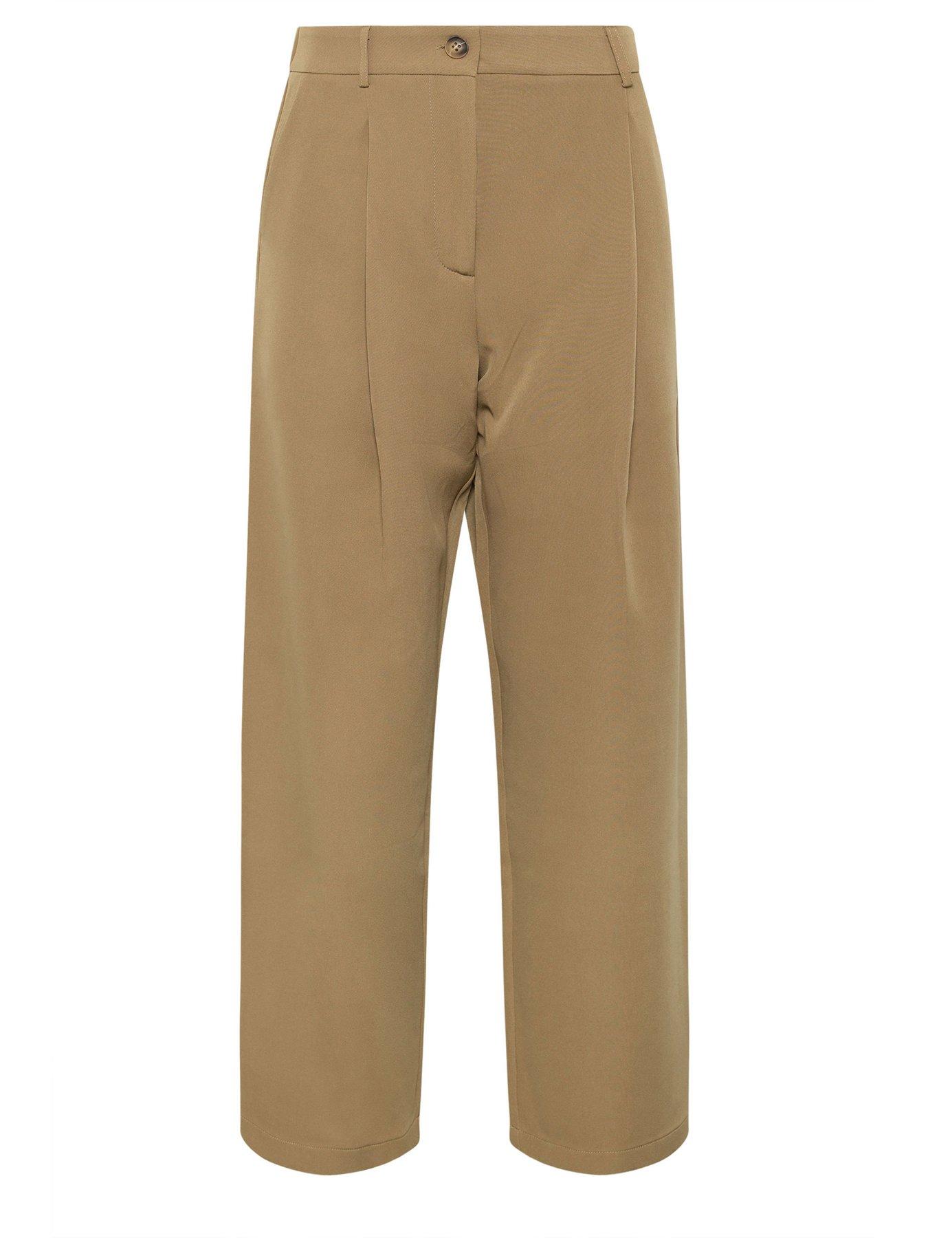 Image 5 of 5 of PixieGirl Petite Wide Leg Trousers - Beige