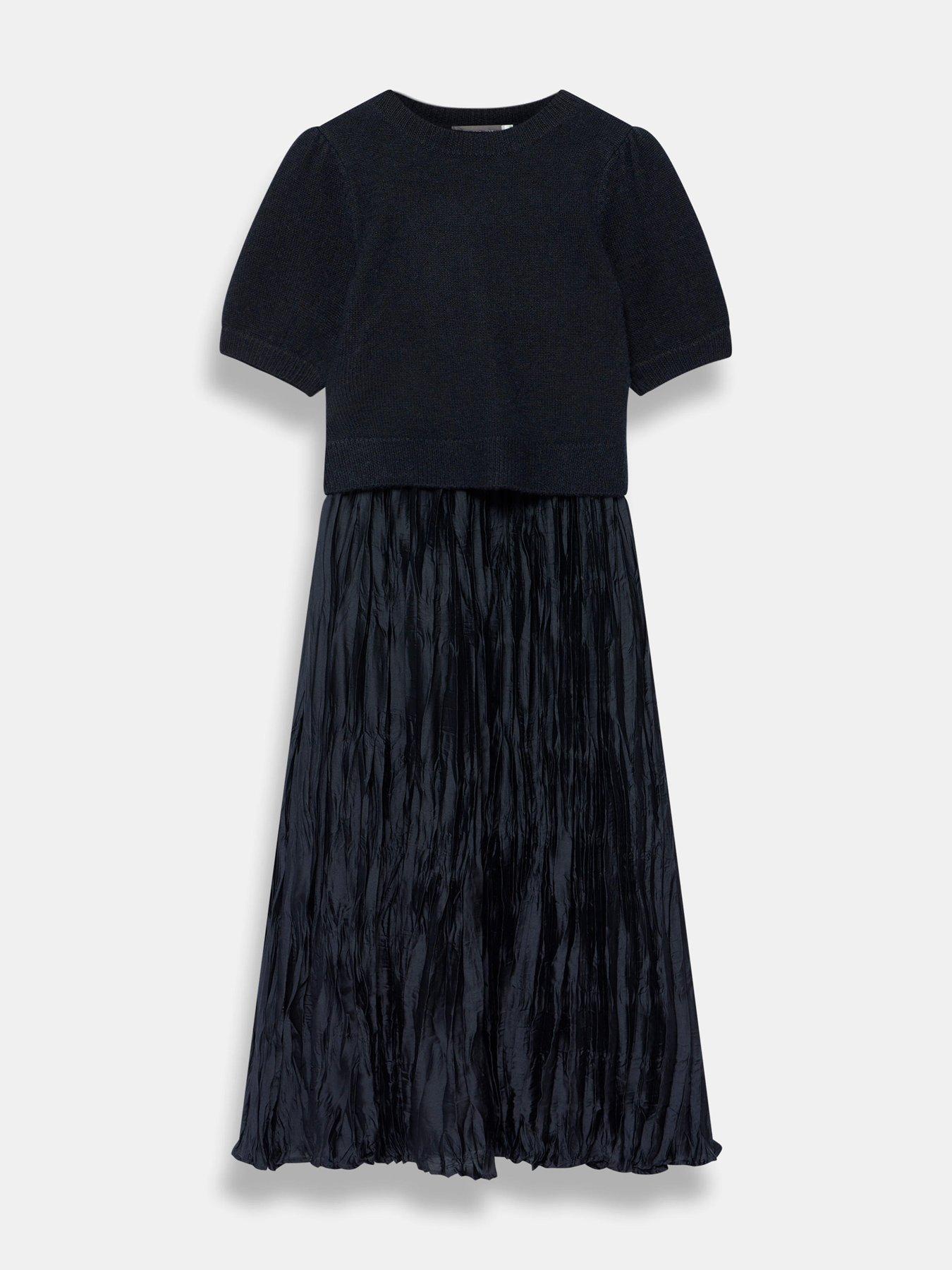 Image 5 of 6 of Mint Velvet Navy Knit Mix Midi Dress