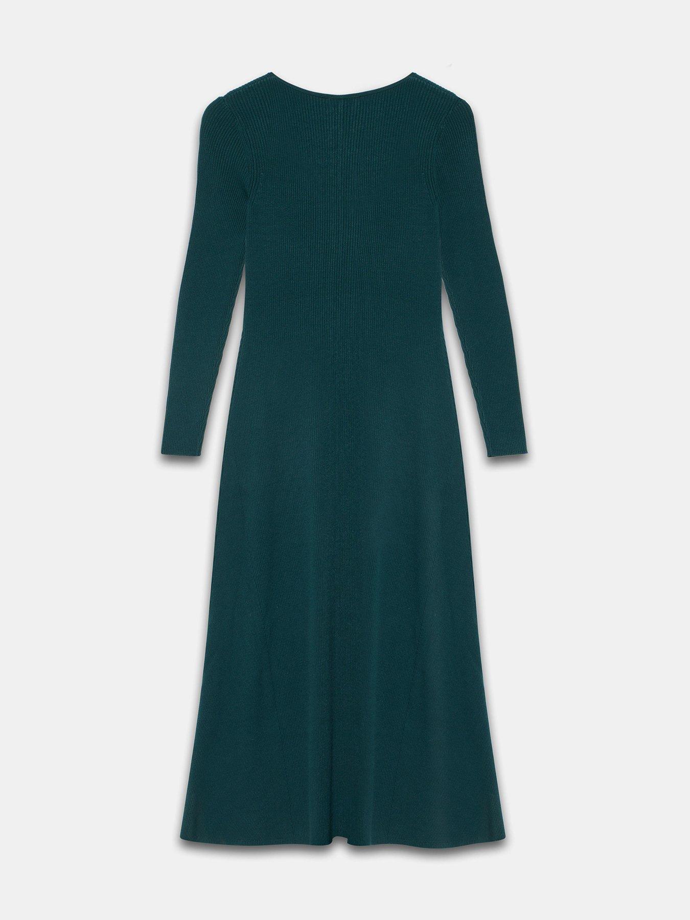 Image 6 of 6 of Mint Velvet Teal Knit Zip Maxi Dress - Green