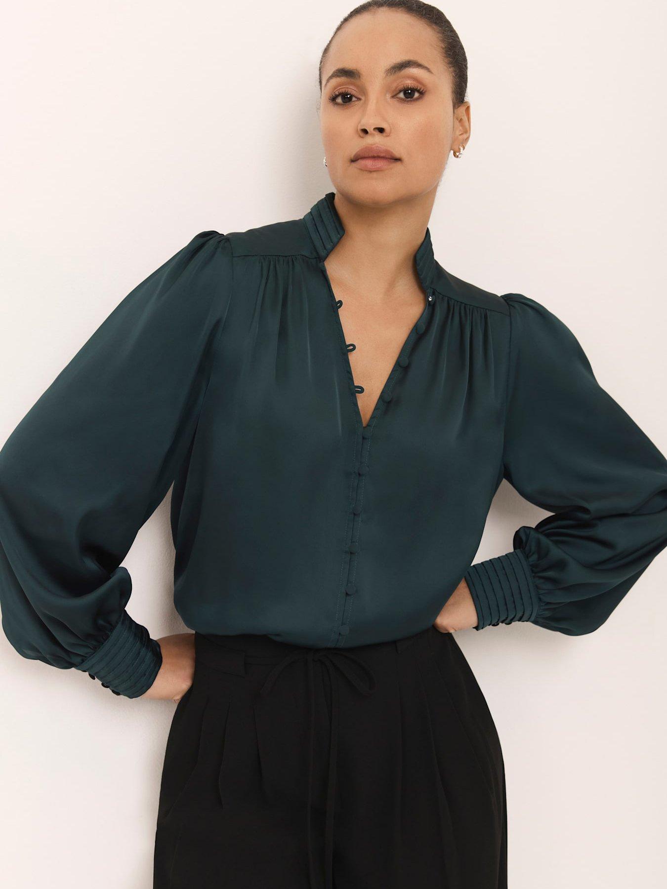 Image 2 of 7 of Mint Velvet Teal Satin Blouse