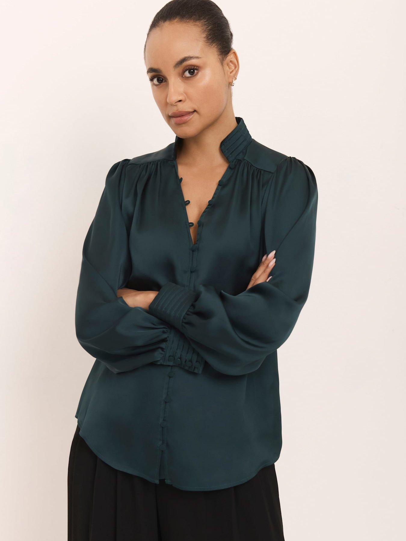 Image 3 of 7 of Mint Velvet Teal Satin Blouse