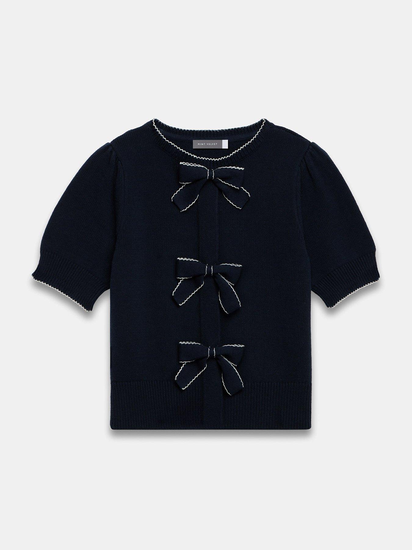 mint-velvet-navy-bow-front-knit-top-bluedetail