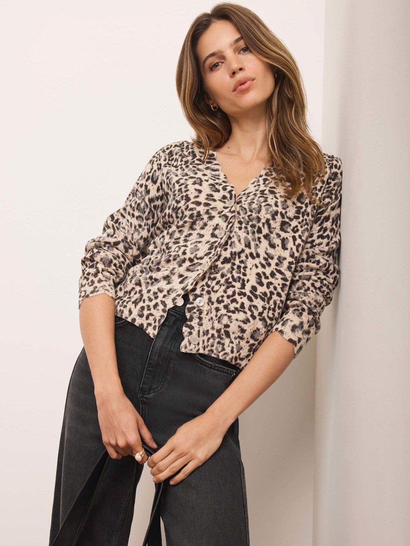 Image 2 of 5 of Mint Velvet Neutral Leopard Cardigan