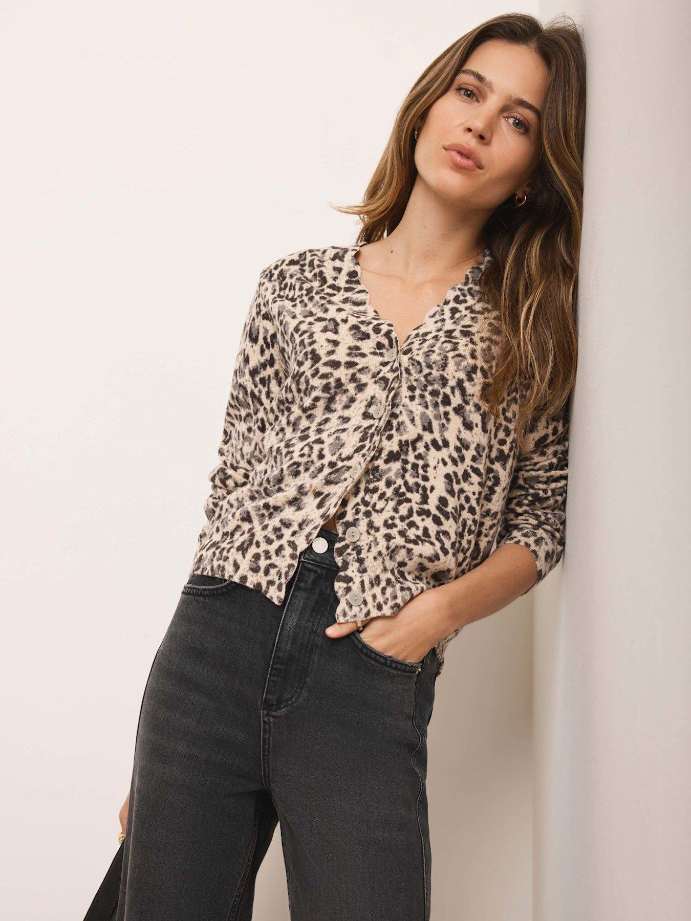 Image 4 of 5 of Mint Velvet Neutral Leopard Cardigan
