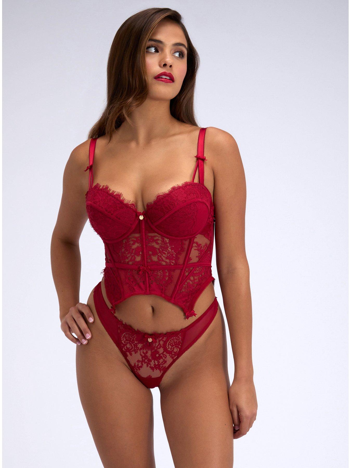 Image 3 of 5 of Boux Avenue Boux Avenue Carmine Lace Thong - Pillar Box