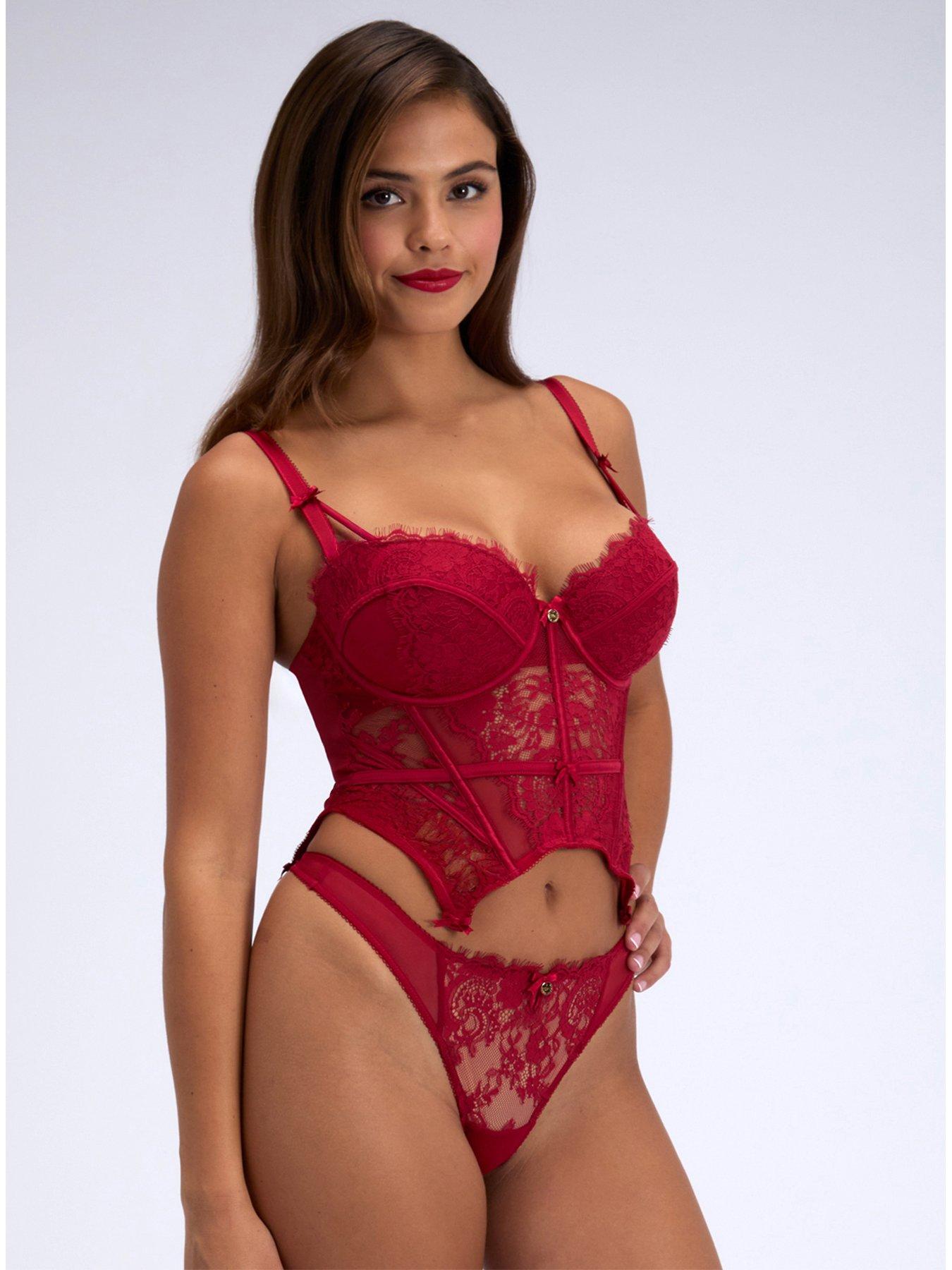 Image 5 of 5 of Boux Avenue Boux Avenue Carmine Lace Thong - Pillar Box