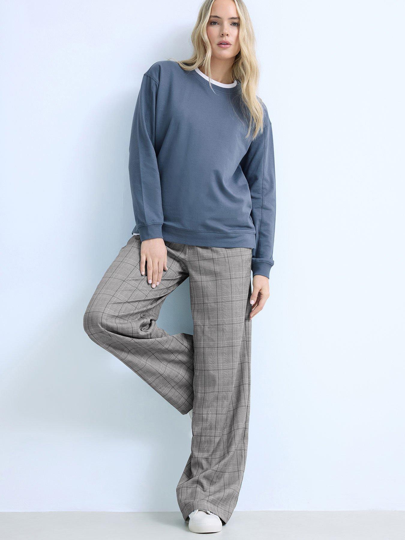 Long Tall Sally Tall Check Wide Leg Trousers 34"