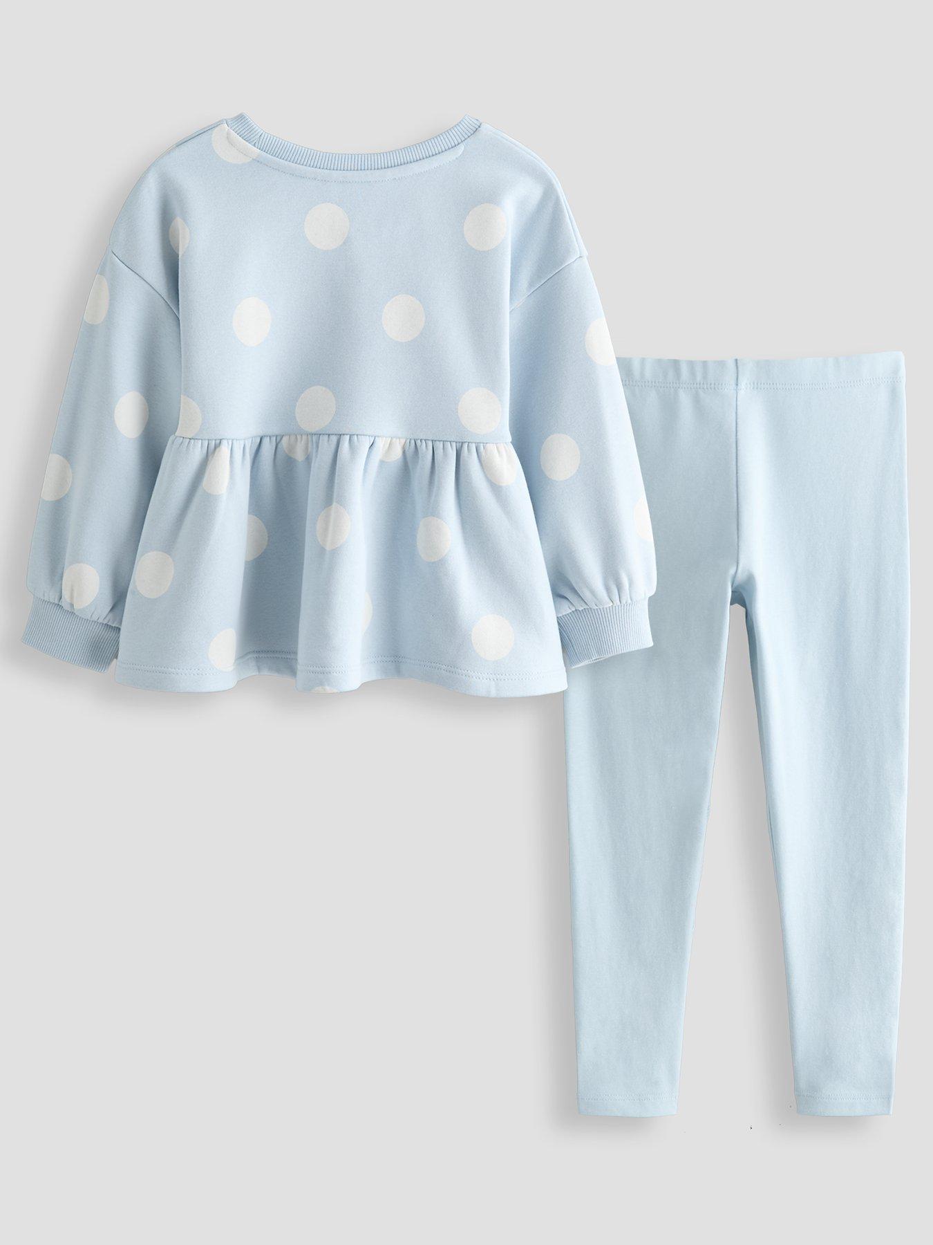 Image 2 of 4 of The Very Collection Girls Peplum Polka Dot Sweatshirt And Legging Set - Light Blue