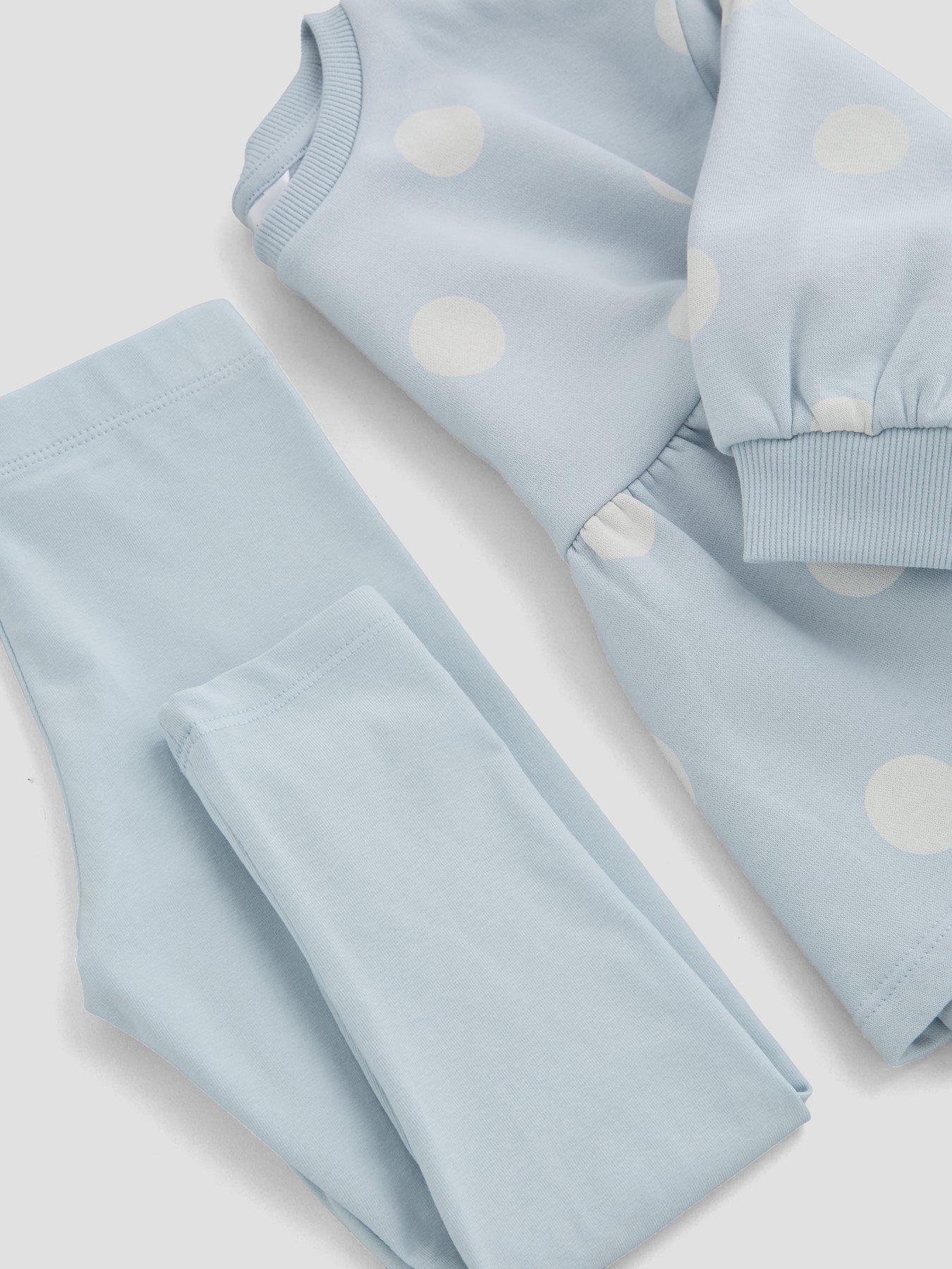Image 4 of 4 of The Very Collection Girls Peplum Polka Dot Sweatshirt And Legging Set - Light Blue