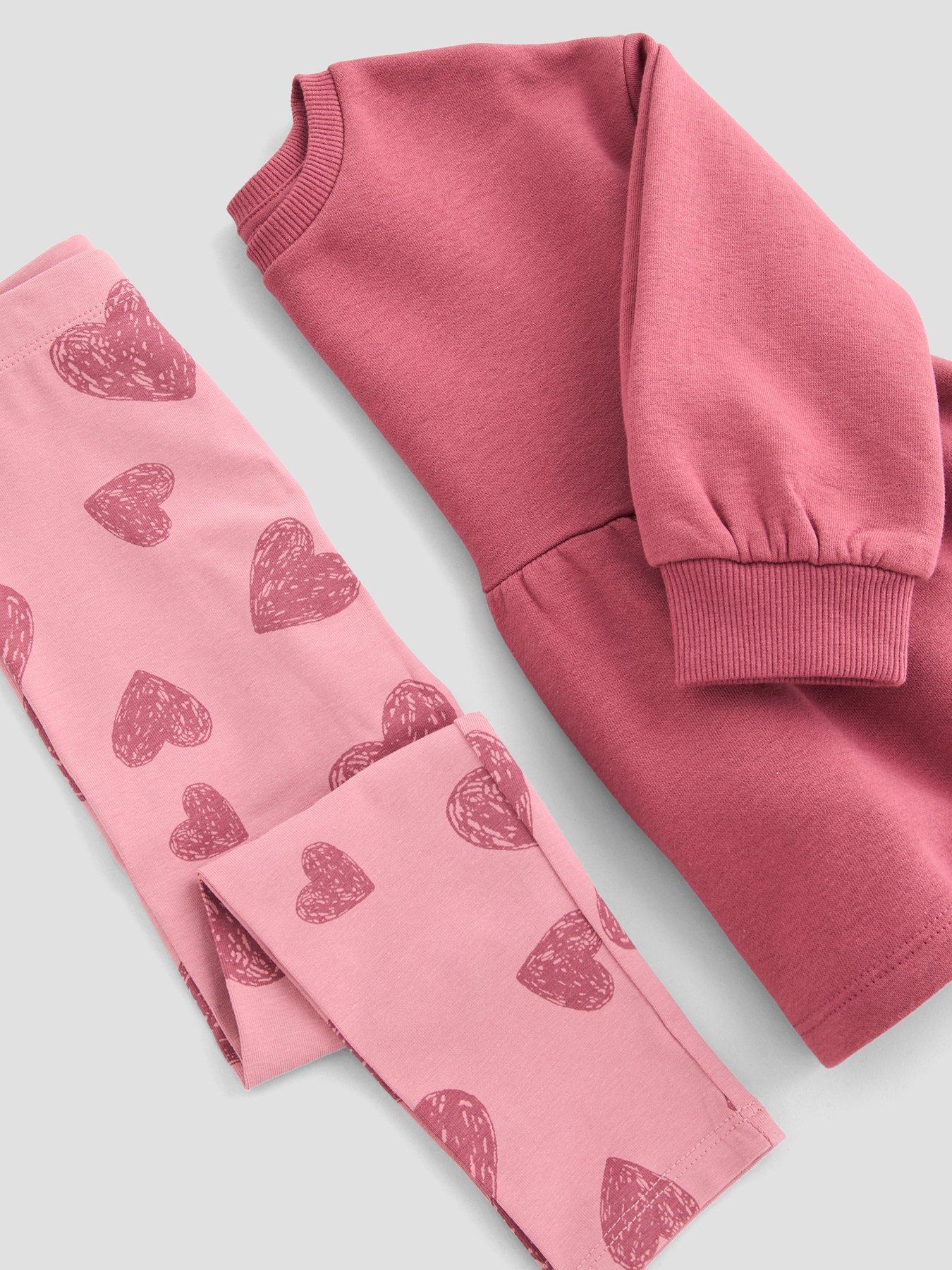 Image 3 of 5 of The Very Collection Girls Peplum Heart Print Sweatshirt And Legging Set - Pink