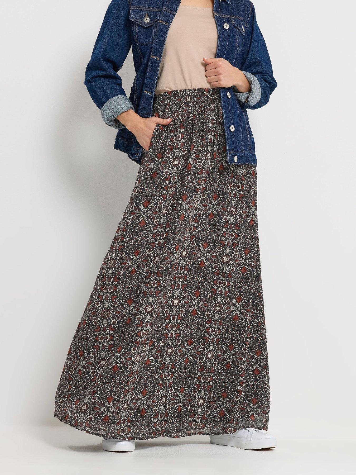 Long Tall Sally Boho Tie Waist Maxi Skirt - Black