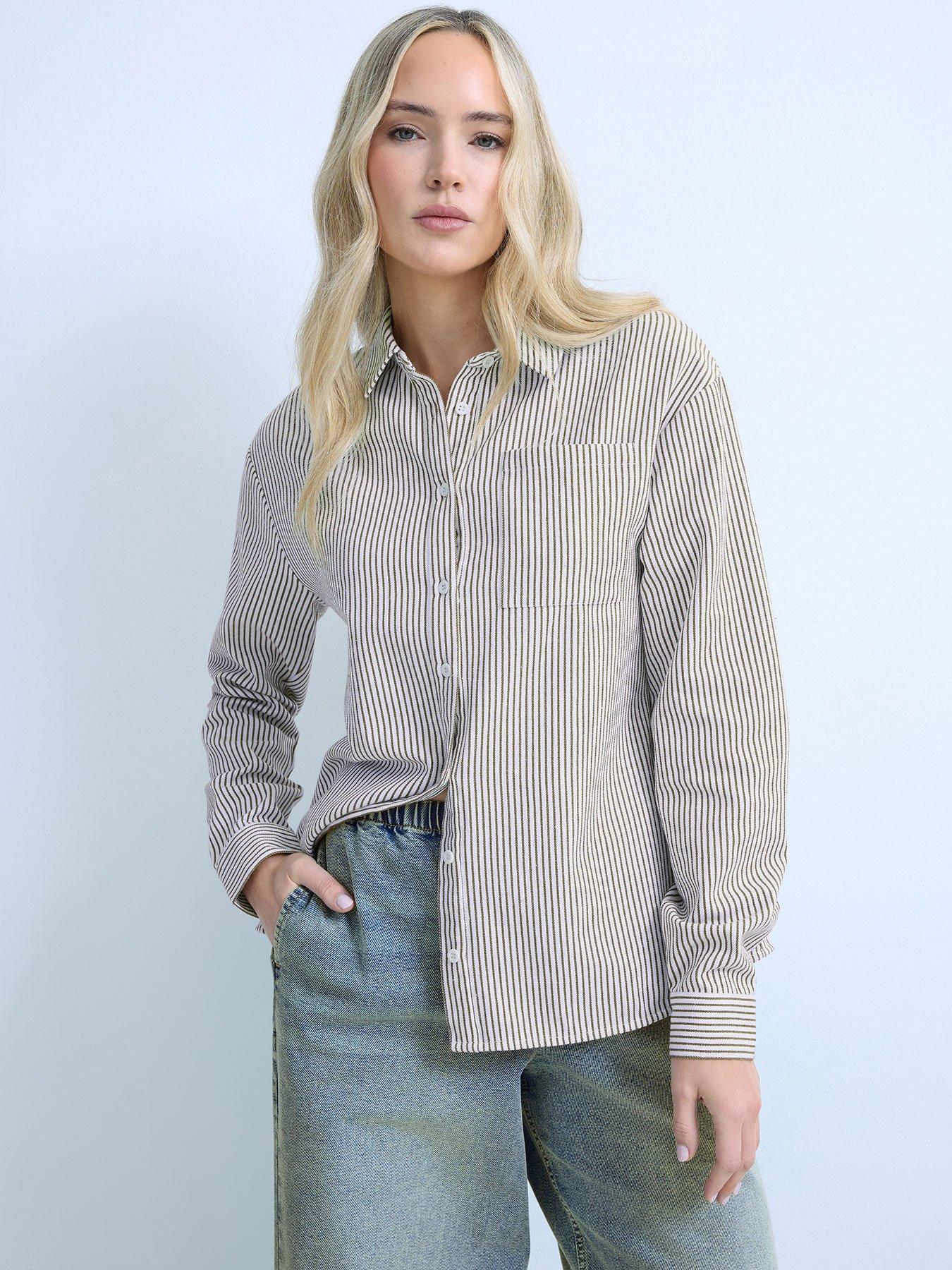 Image 1 of 6 of Long Tall Sally Stripe Shirt - Cream