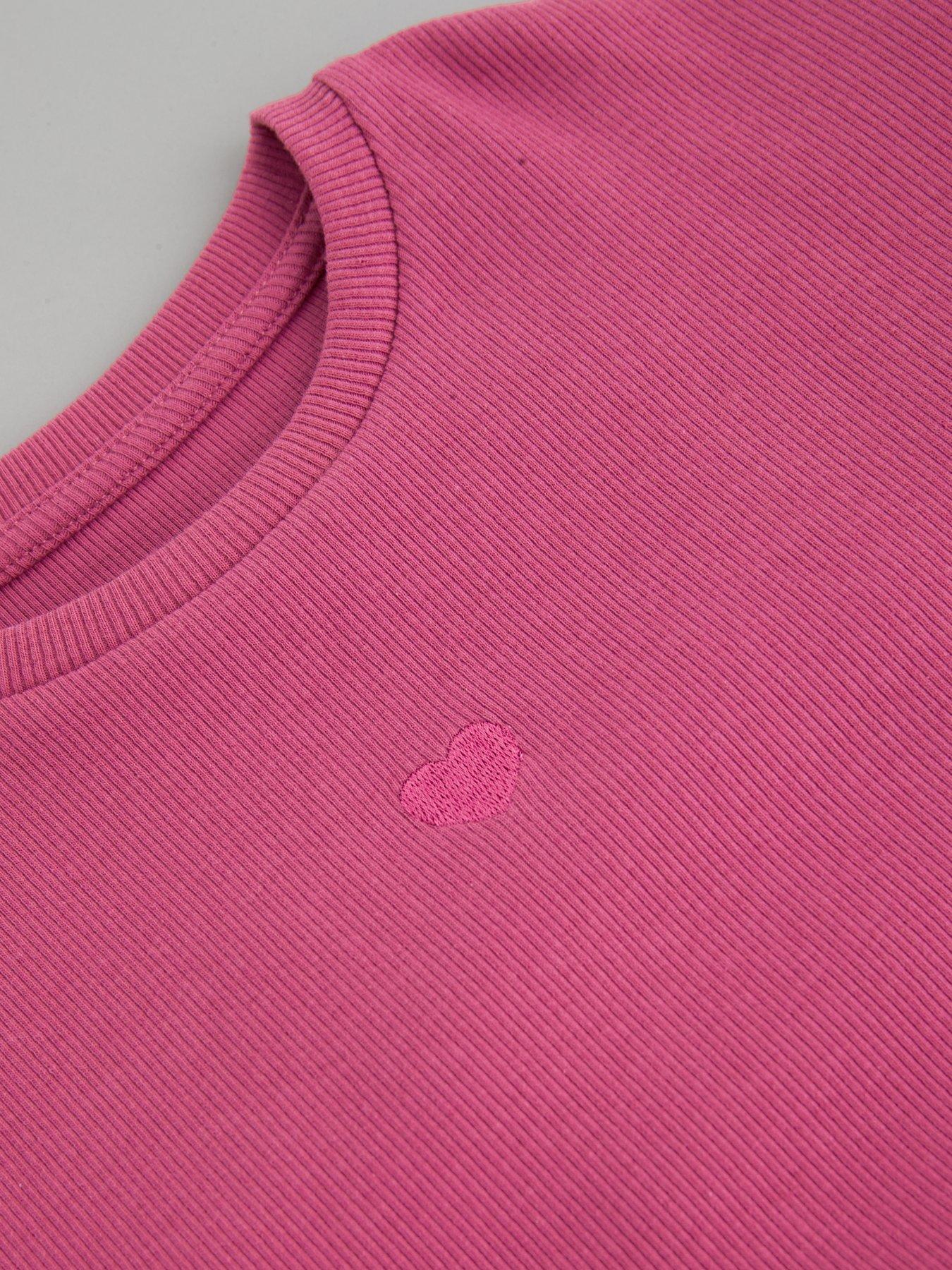Image 4 of 6 of The Very Collection Girls Frill Rib Long Sleeve Outfit Set - Pink