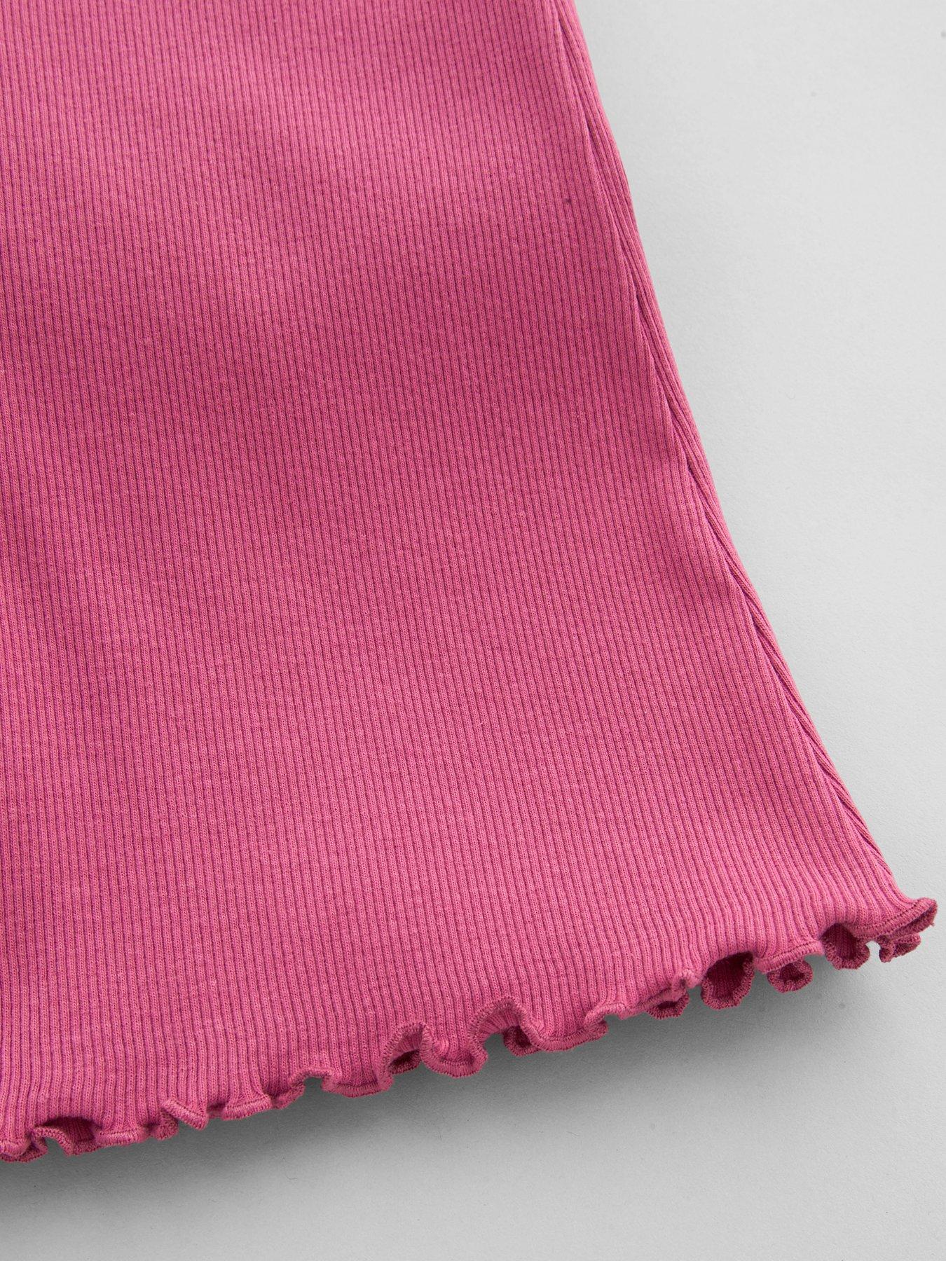Image 5 of 6 of The Very Collection Girls Frill Rib Long Sleeve Outfit Set - Pink