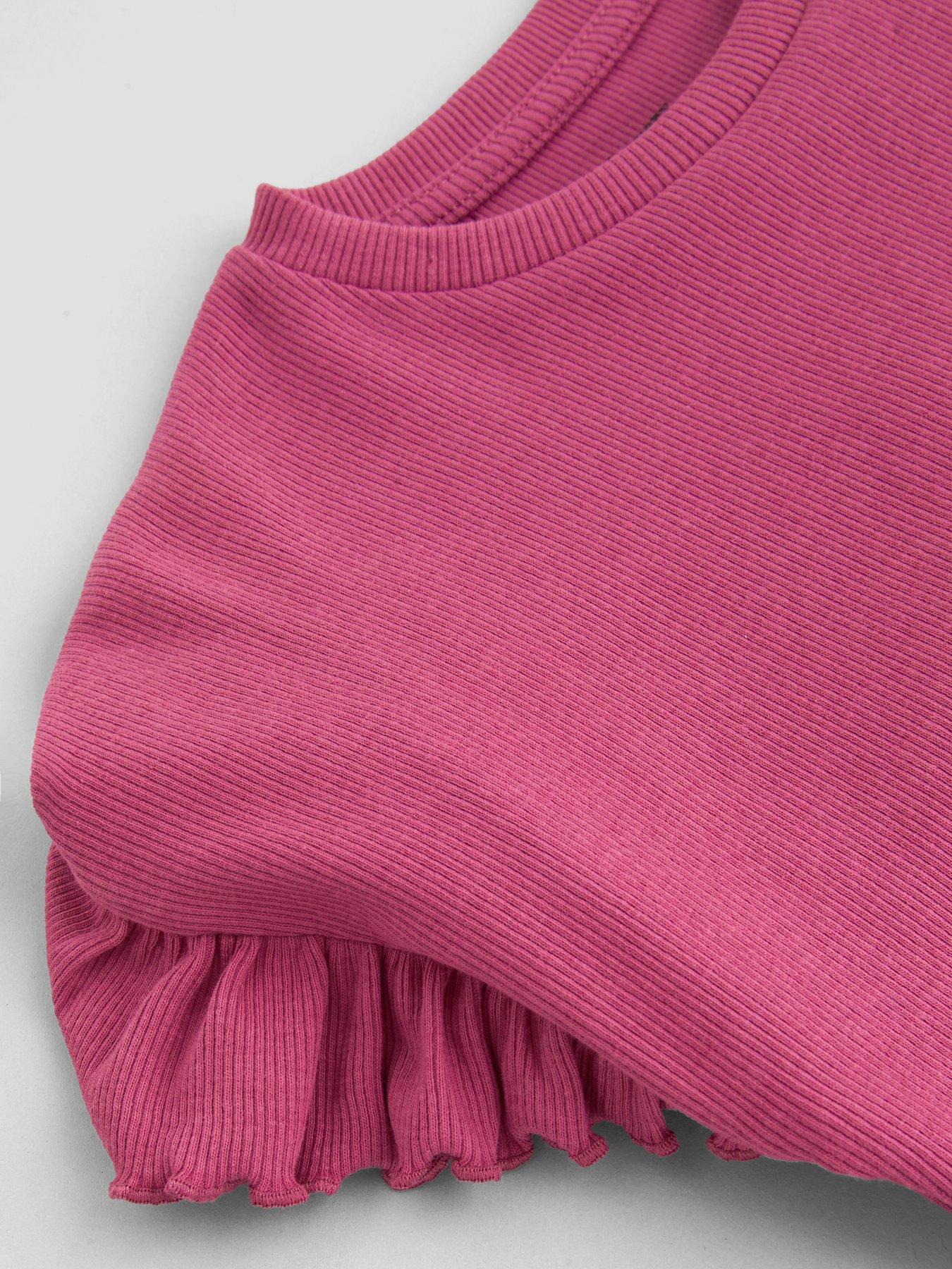 Image 6 of 6 of The Very Collection Girls Frill Rib Long Sleeve Outfit Set - Pink