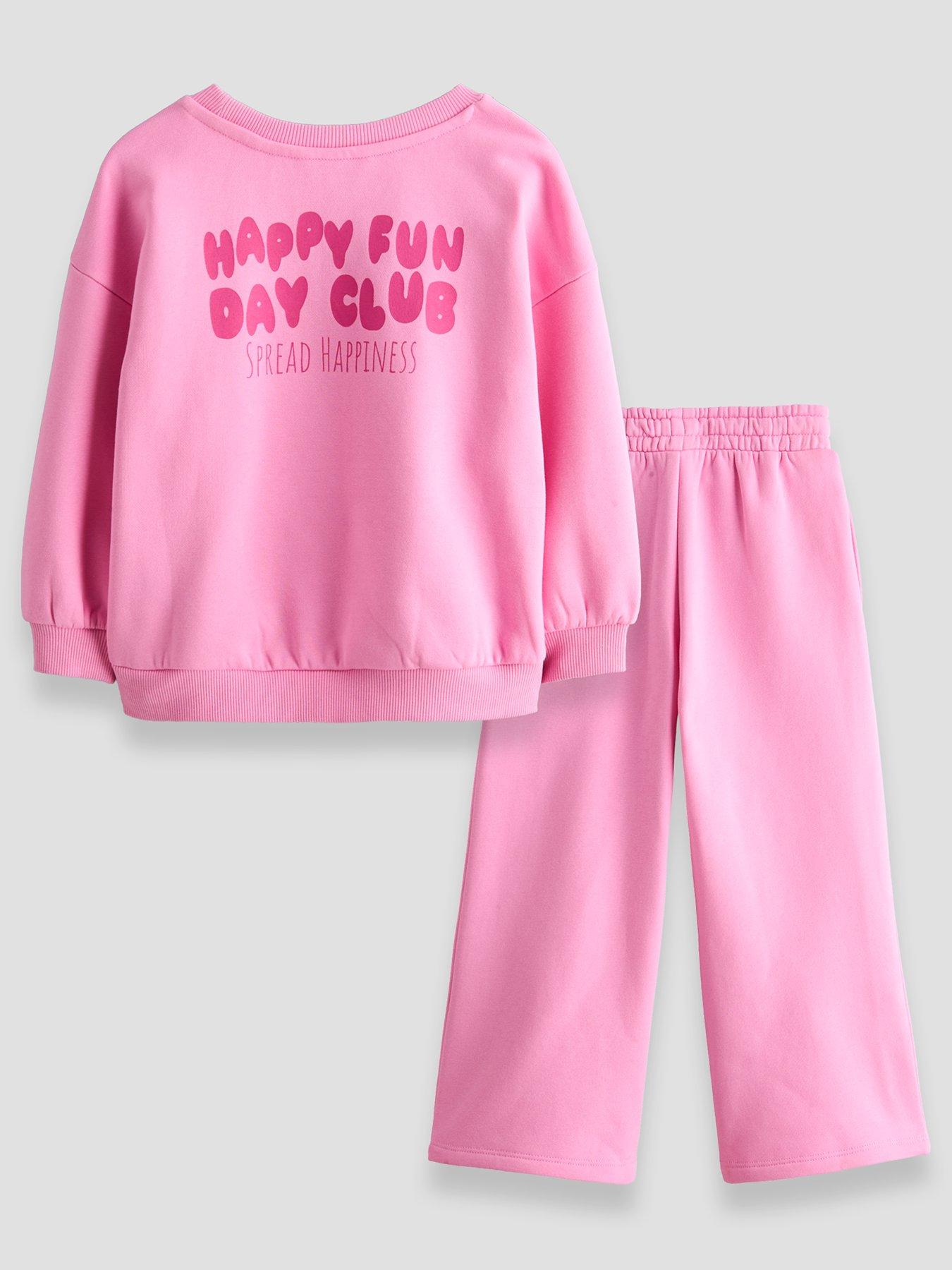 Image 2 of 5 of The Very Collection Girls Back Print 2-Piece Sweatshirt Set - Pink