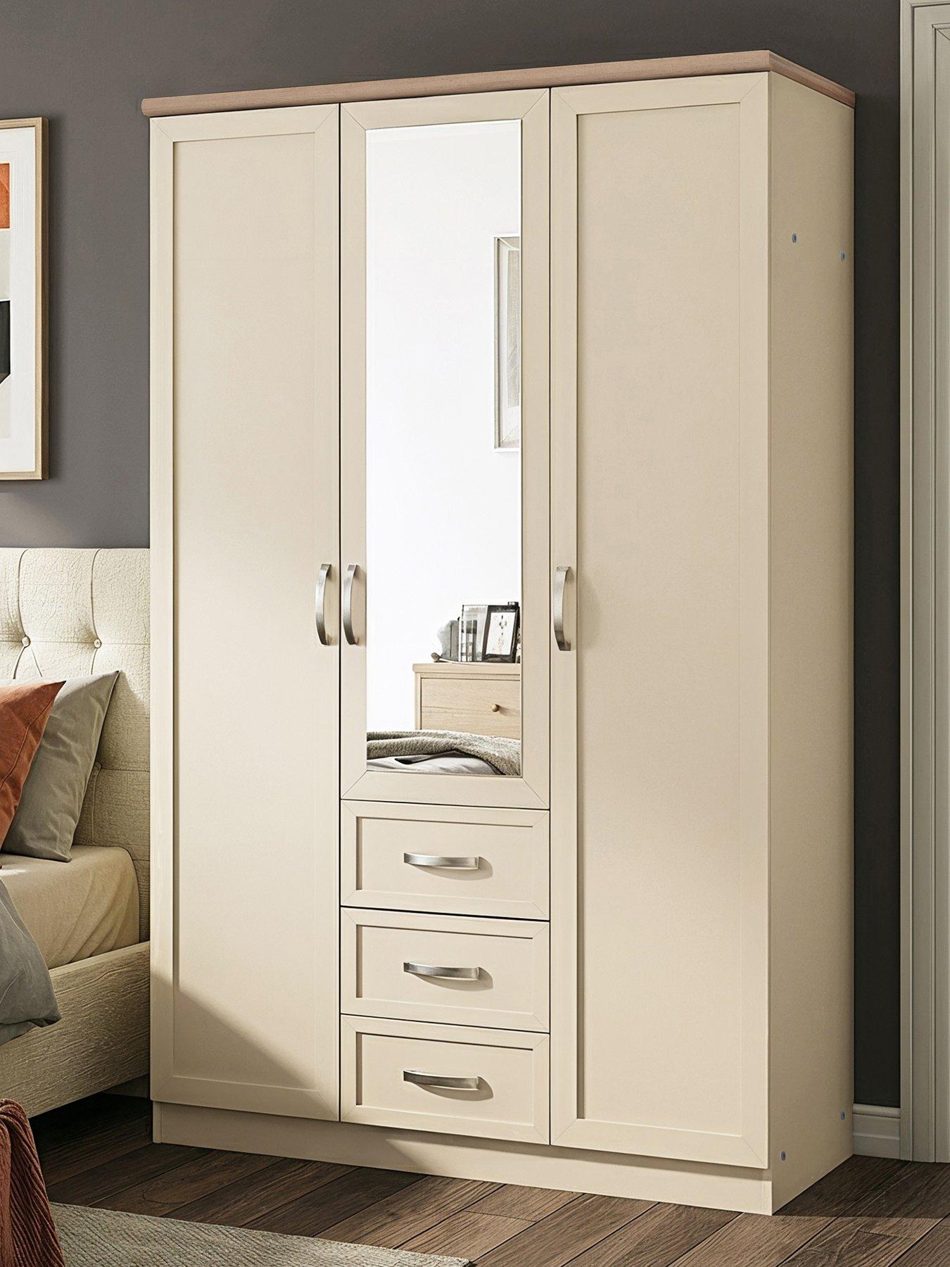 The Very Collection Camberley 3 Door 3 Drawer Mirrored Wardrobe